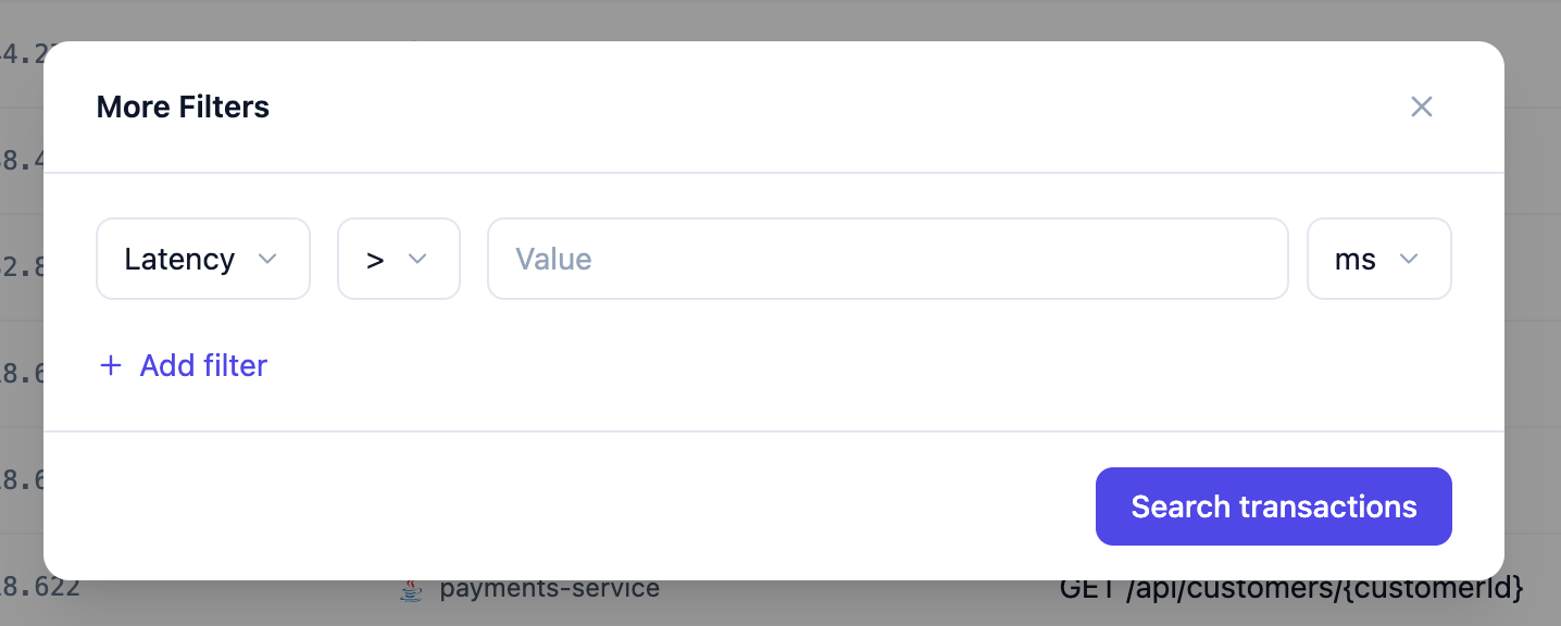 Transactions More Filters Light