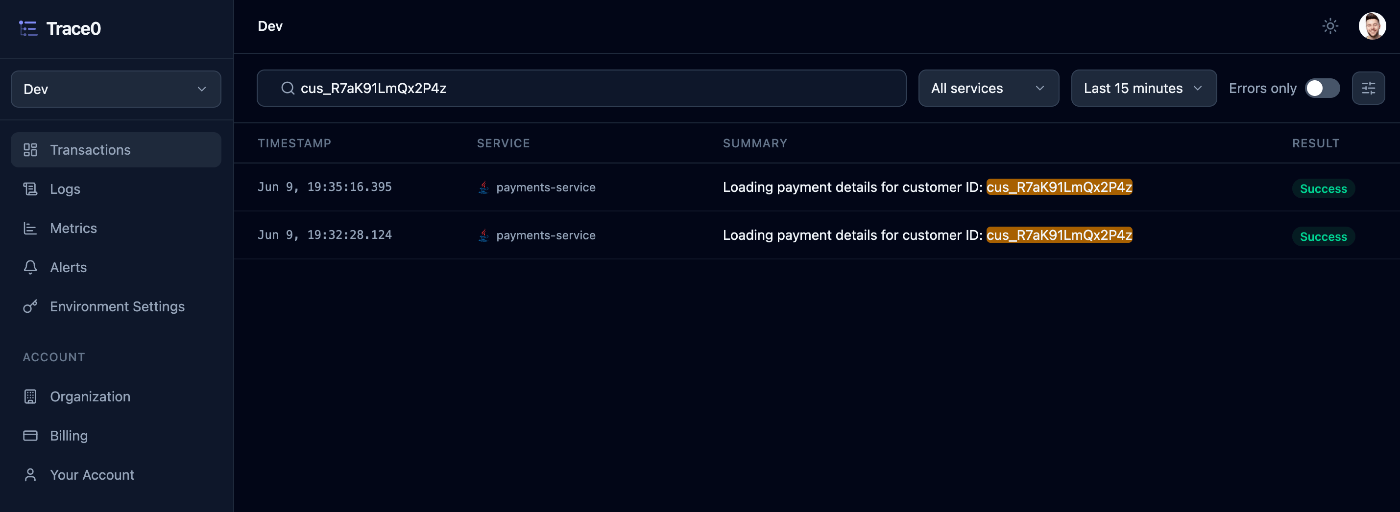 Transactions Light