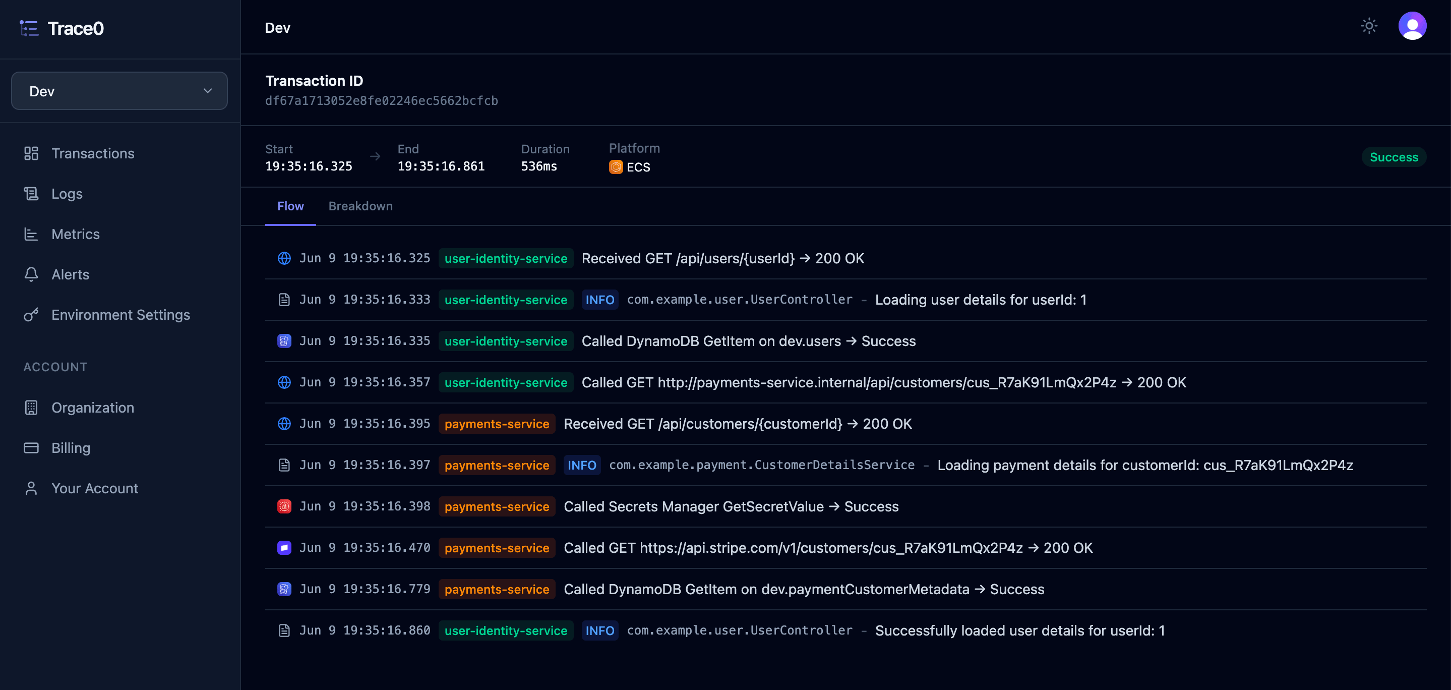Transaction Detail Flow Light