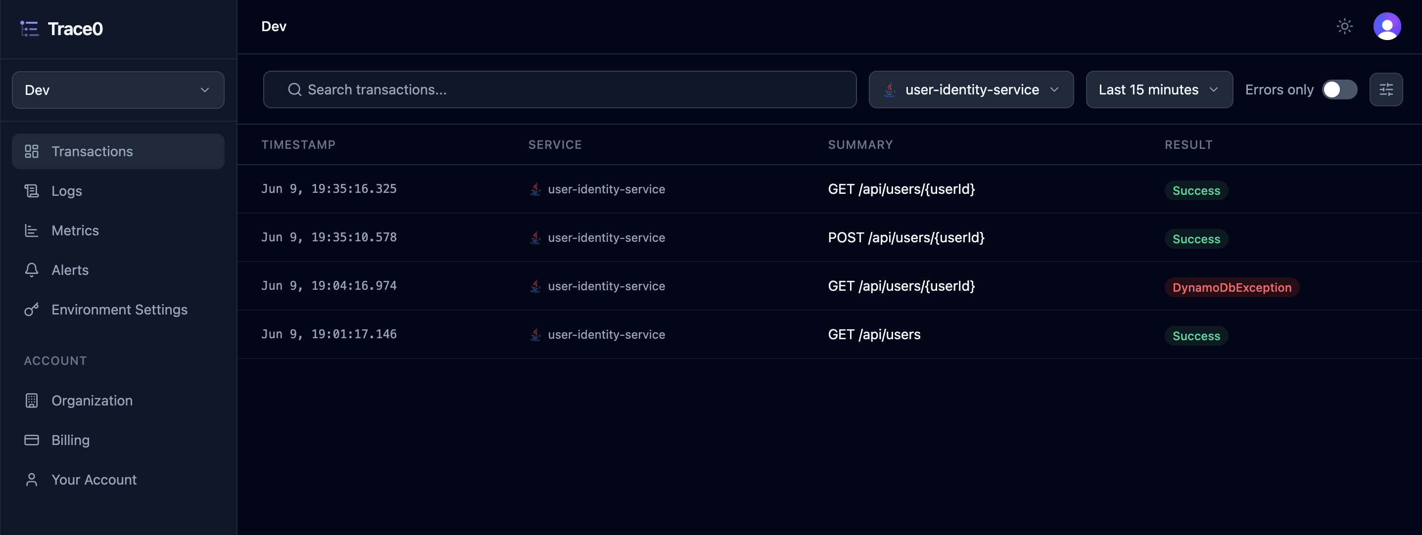 Transactions Light