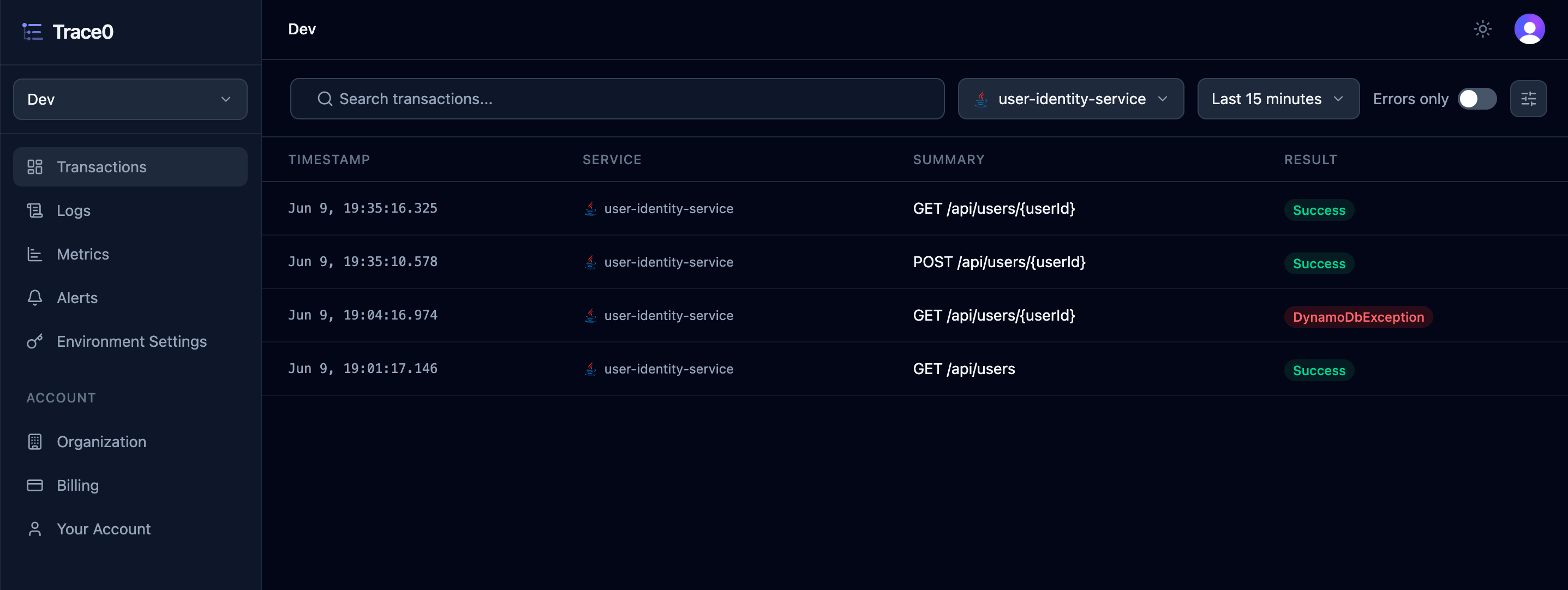 Transactions Light