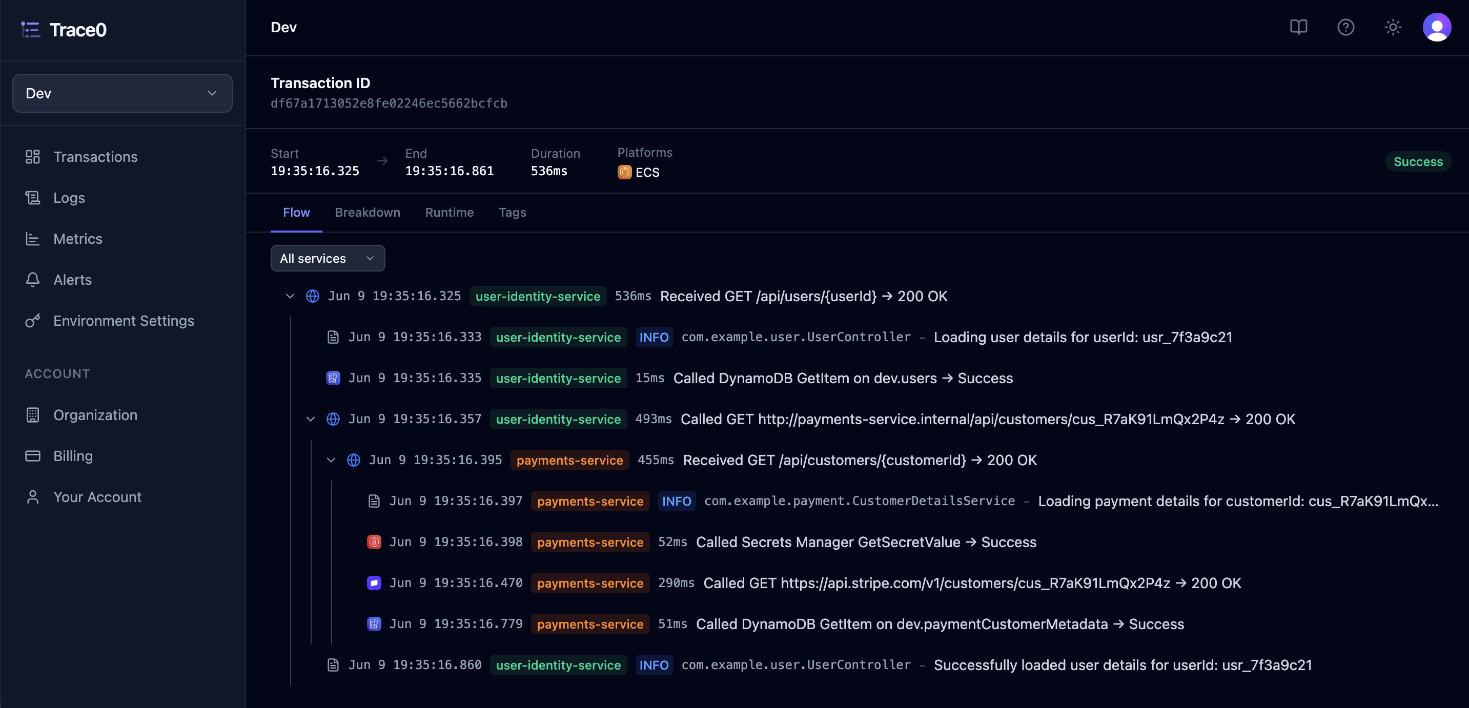 Transaction Detail Flow Light