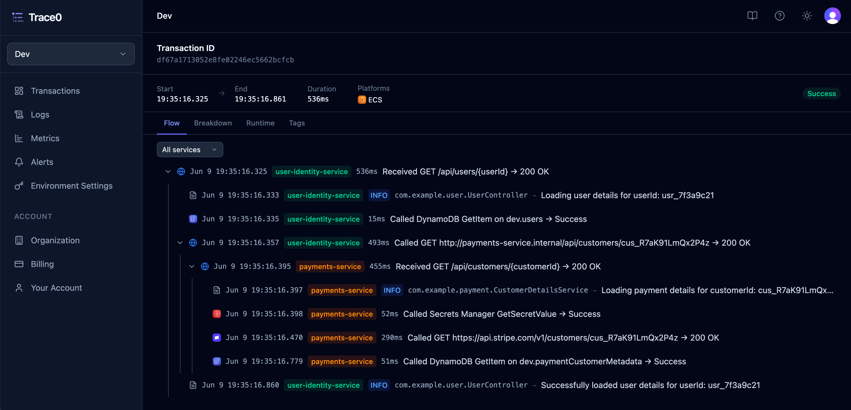 Transaction Detail Flow Light