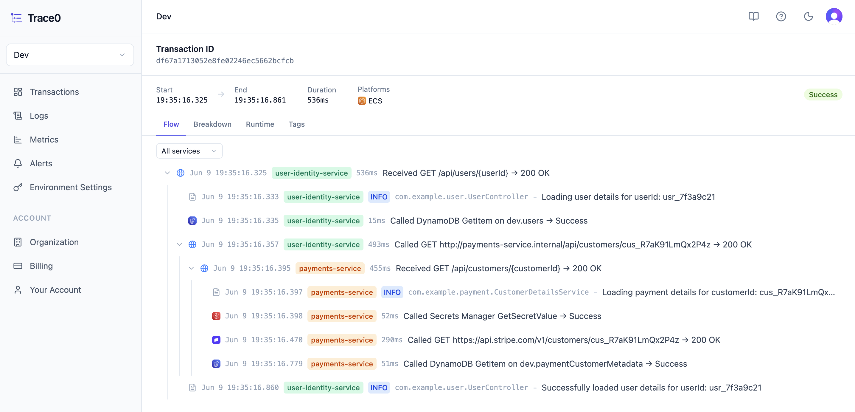Transaction Detail Flow Light