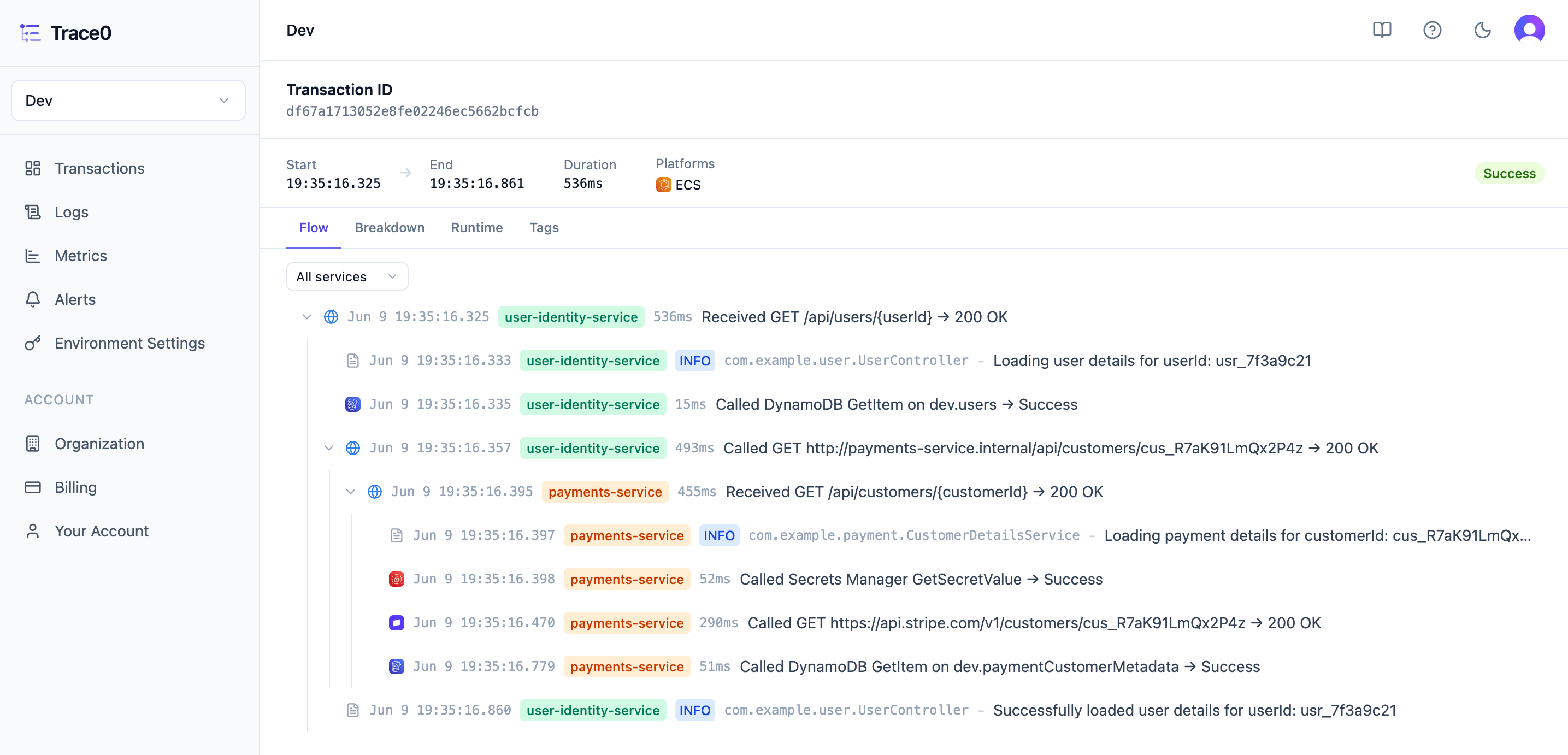 Transaction Detail Flow Light