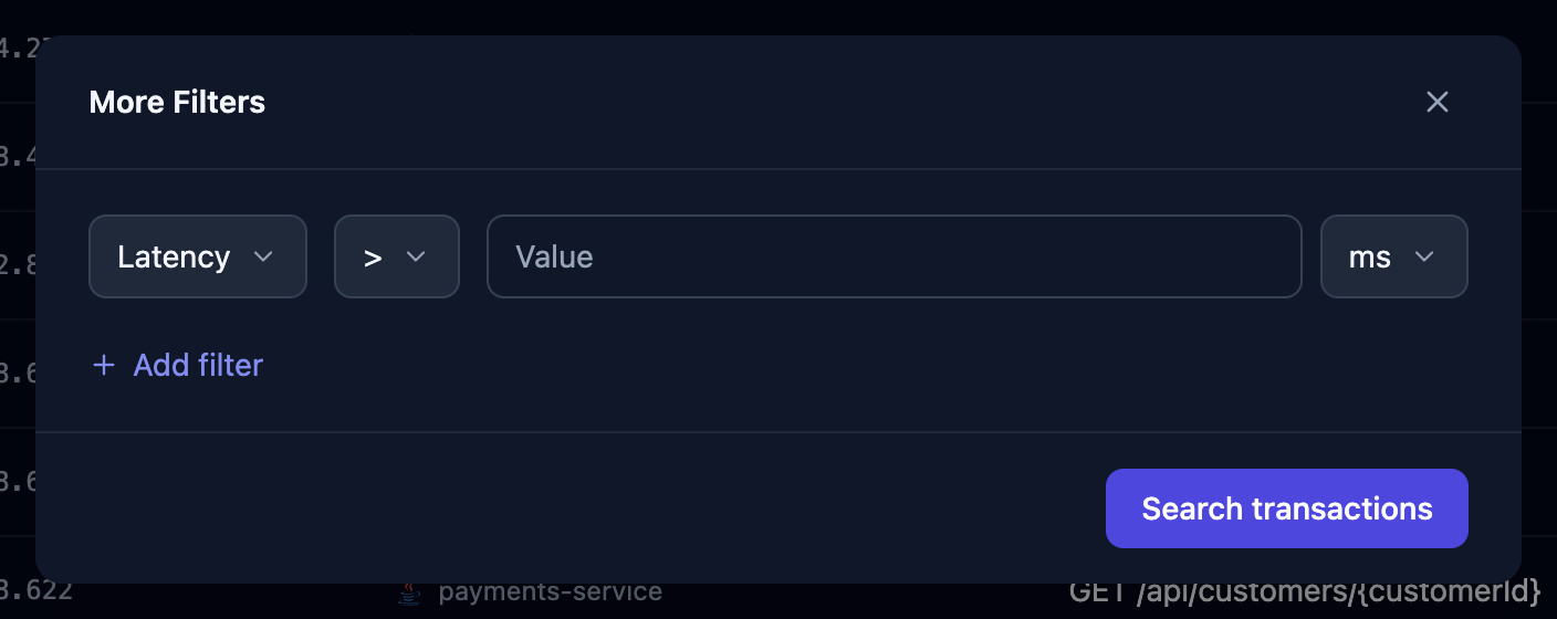 Transactions More Filters Light