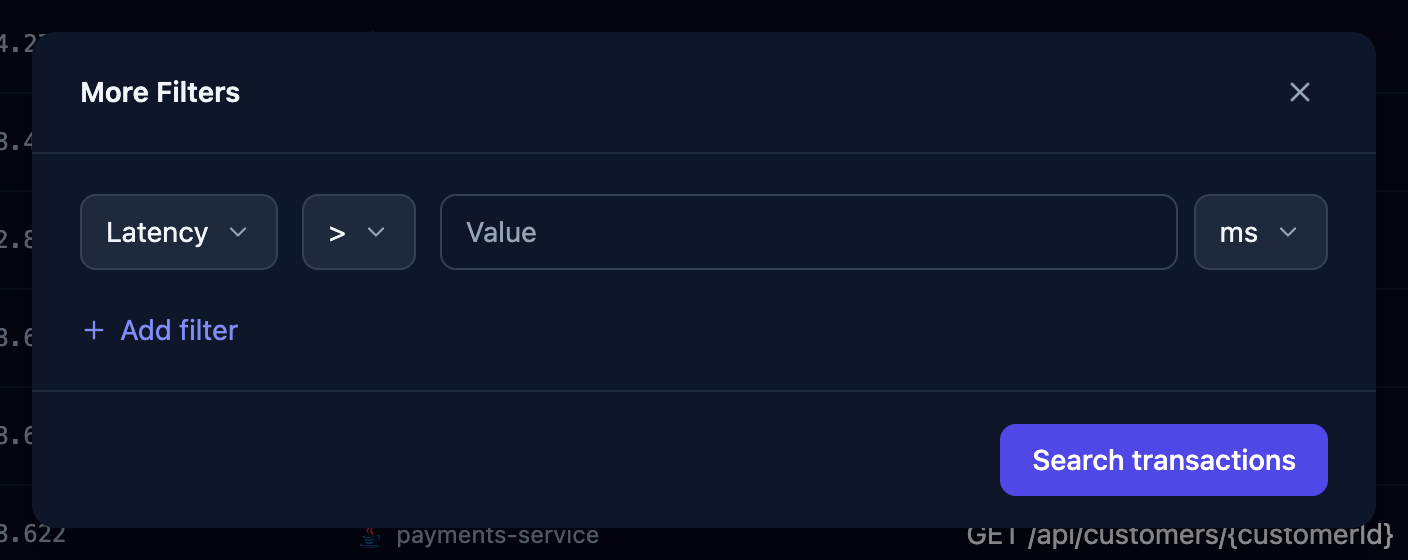 Transactions More Filters Light