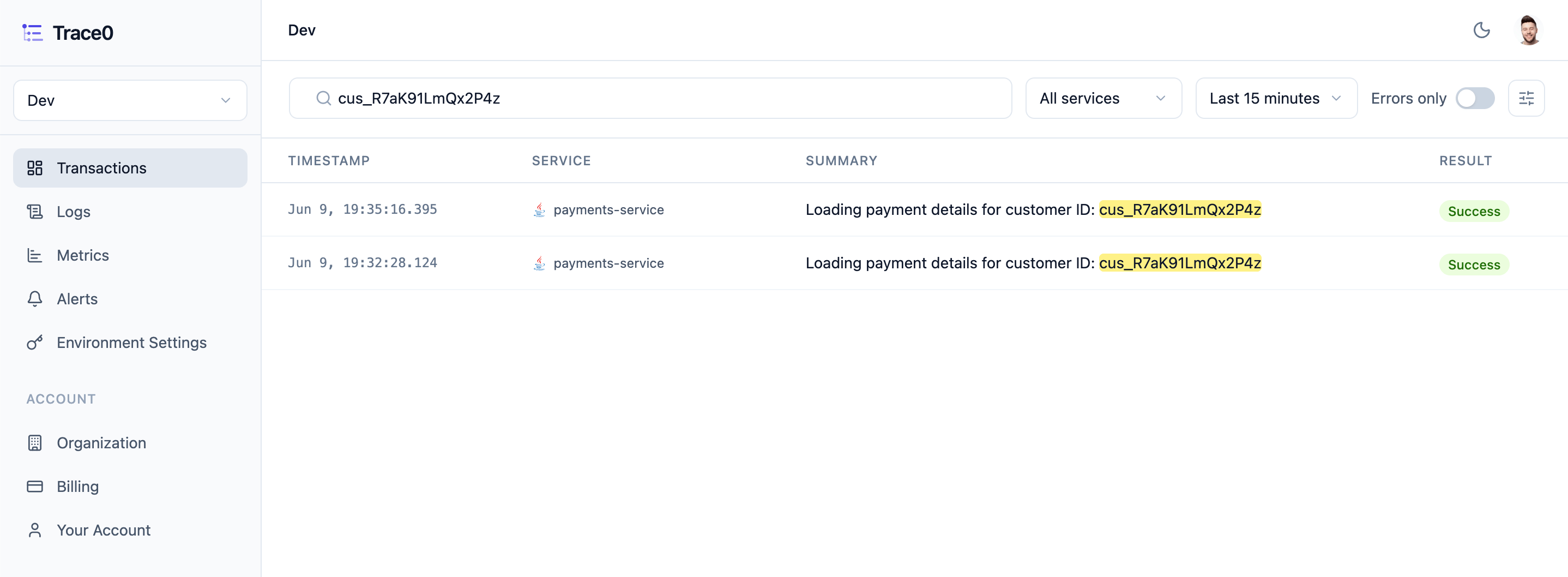 Transactions Light
