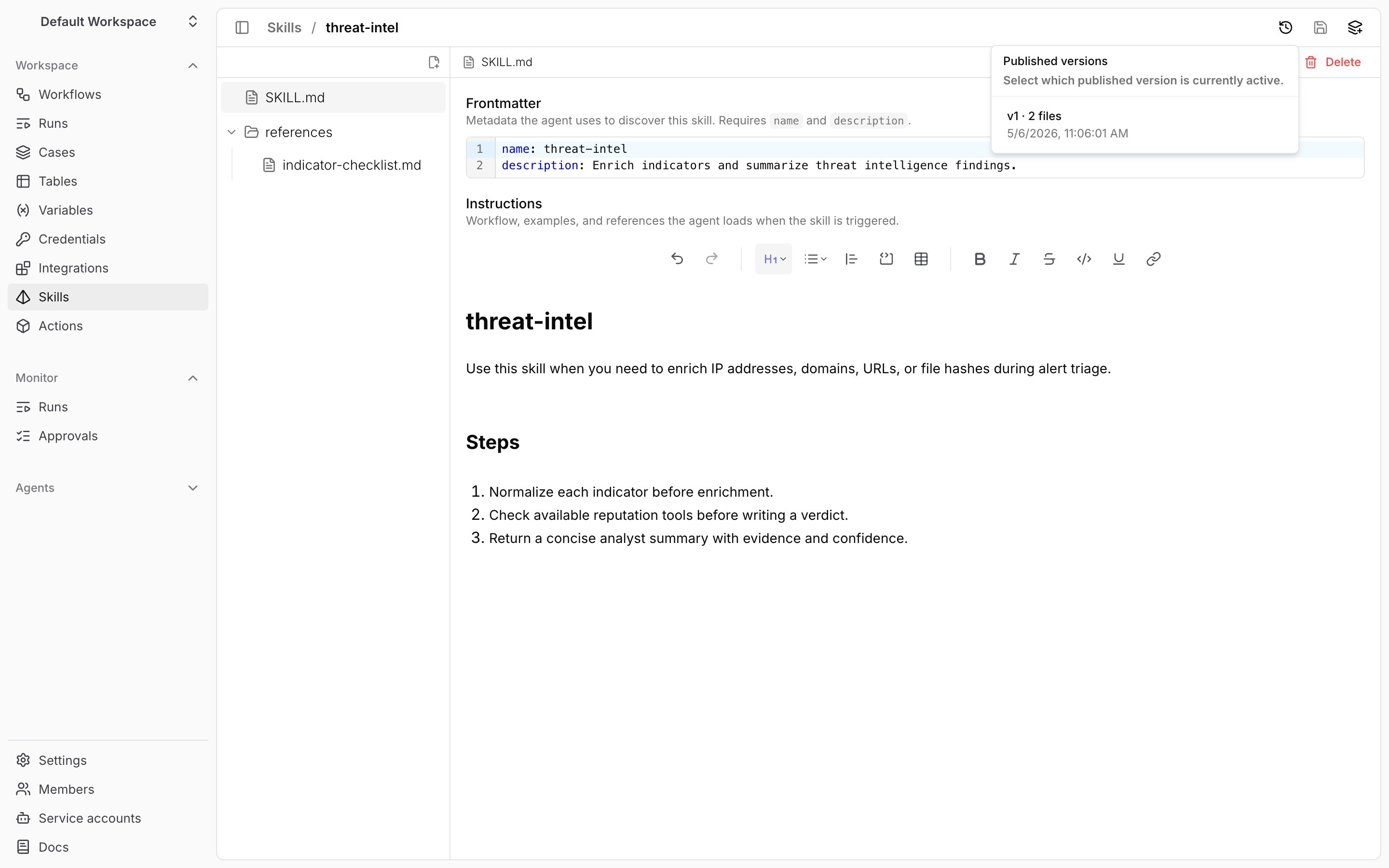 Published skill version