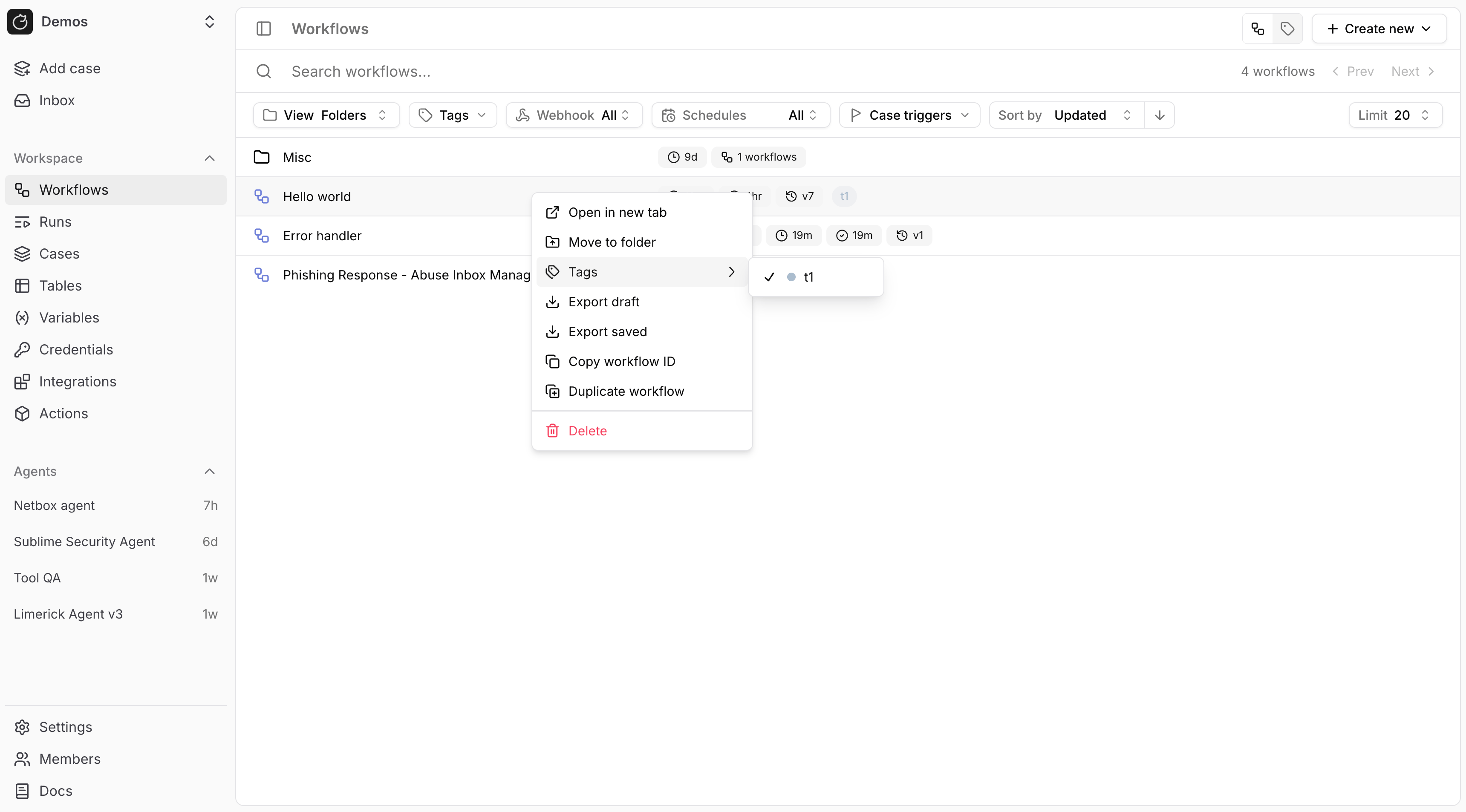 Tag workflow