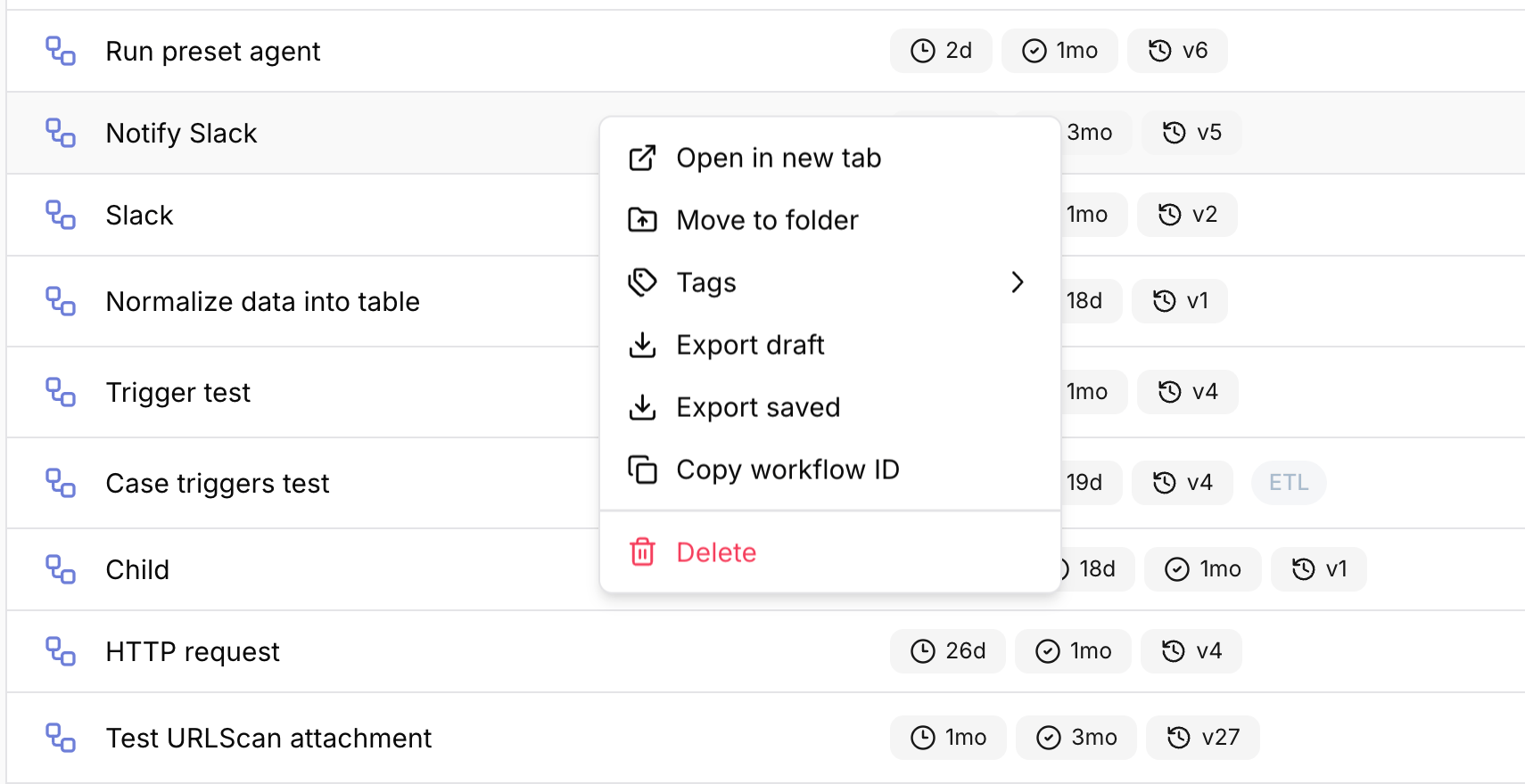 Workflow export / import