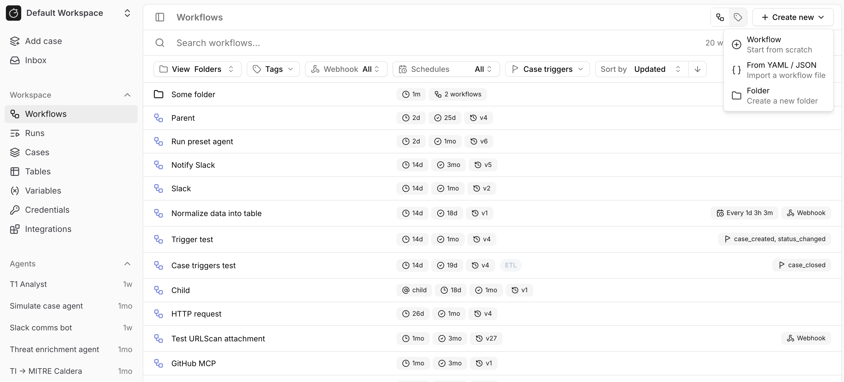 Create new workflow
