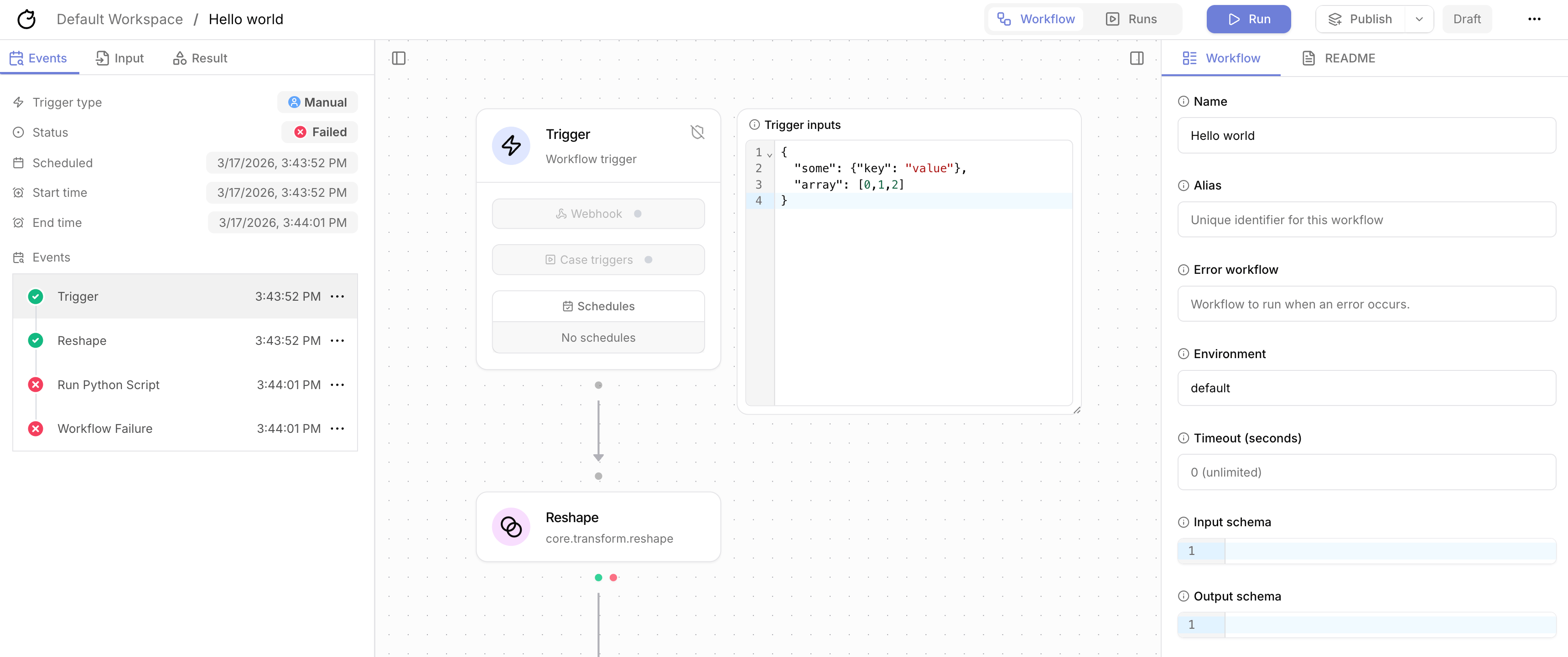 Run workflow manually