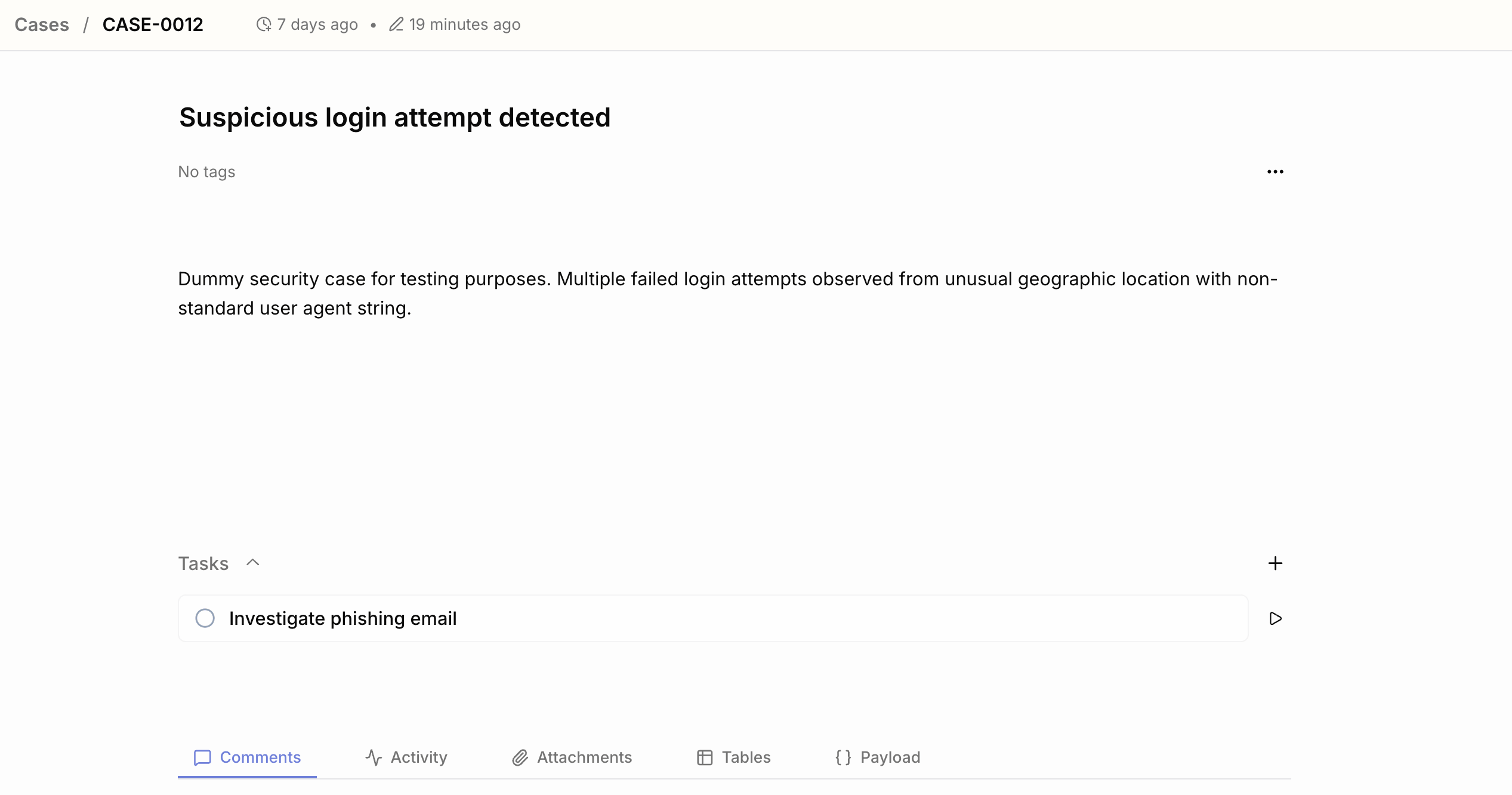 Case tasks