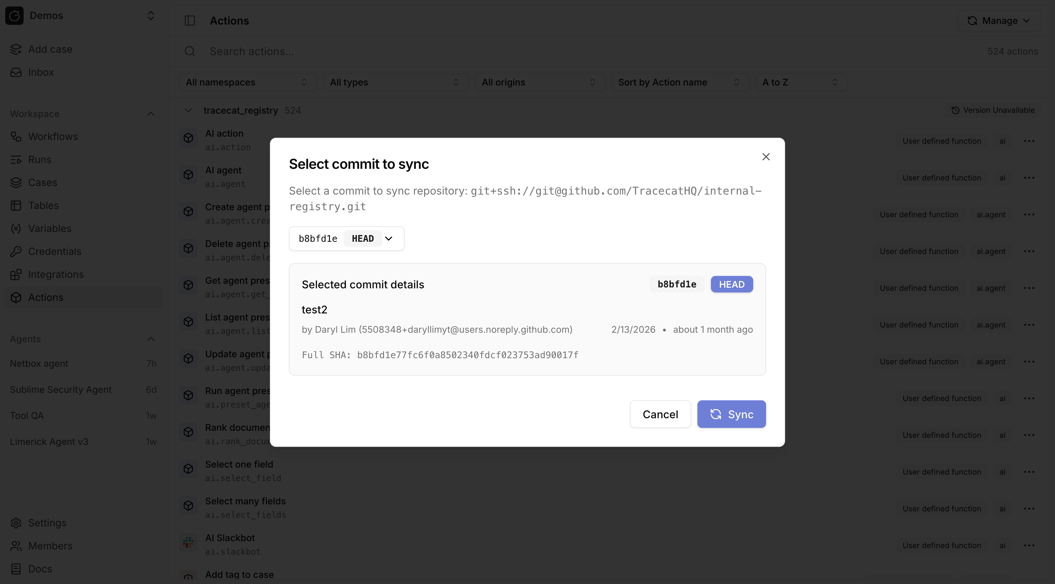 Change commit