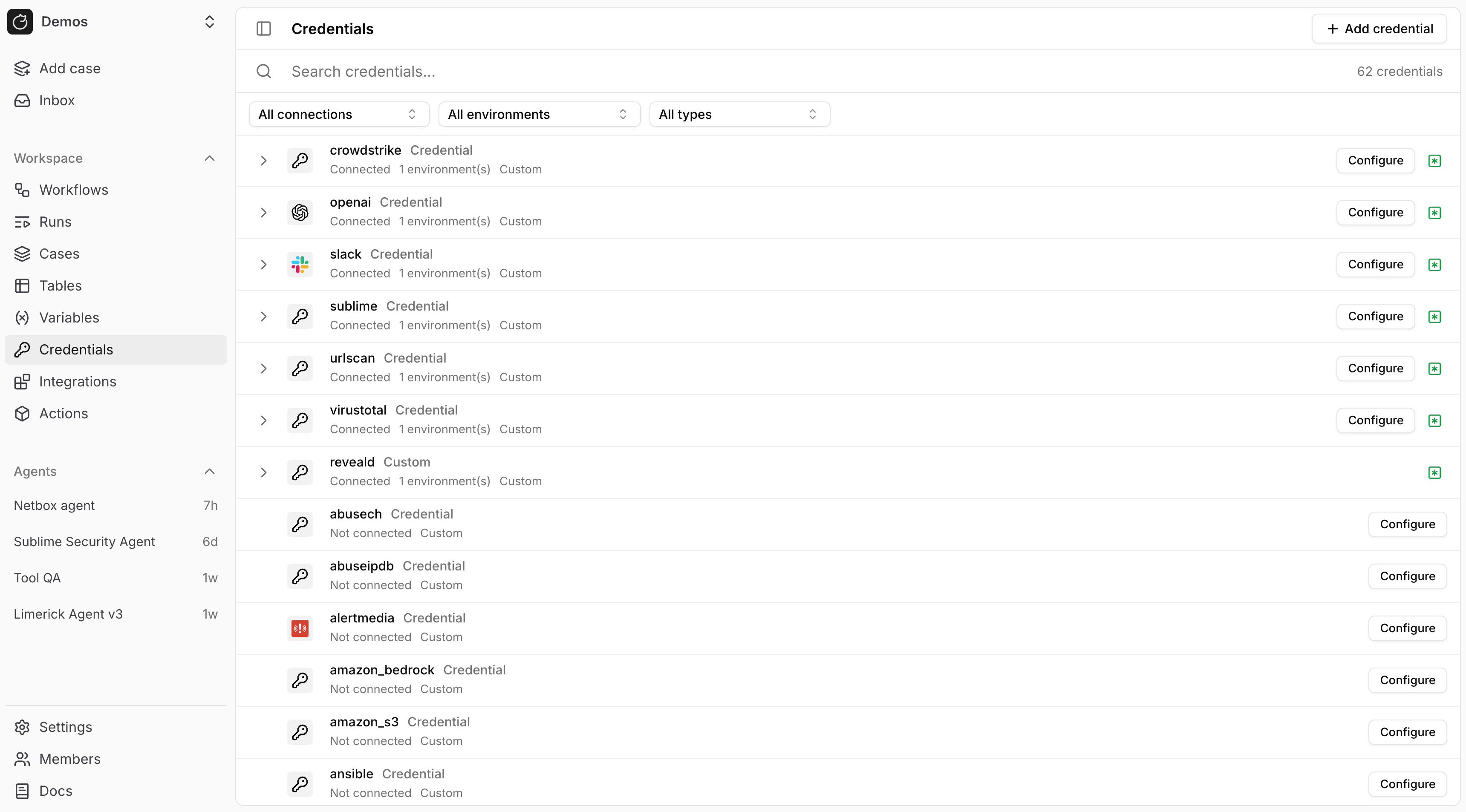 Pre-built credentials