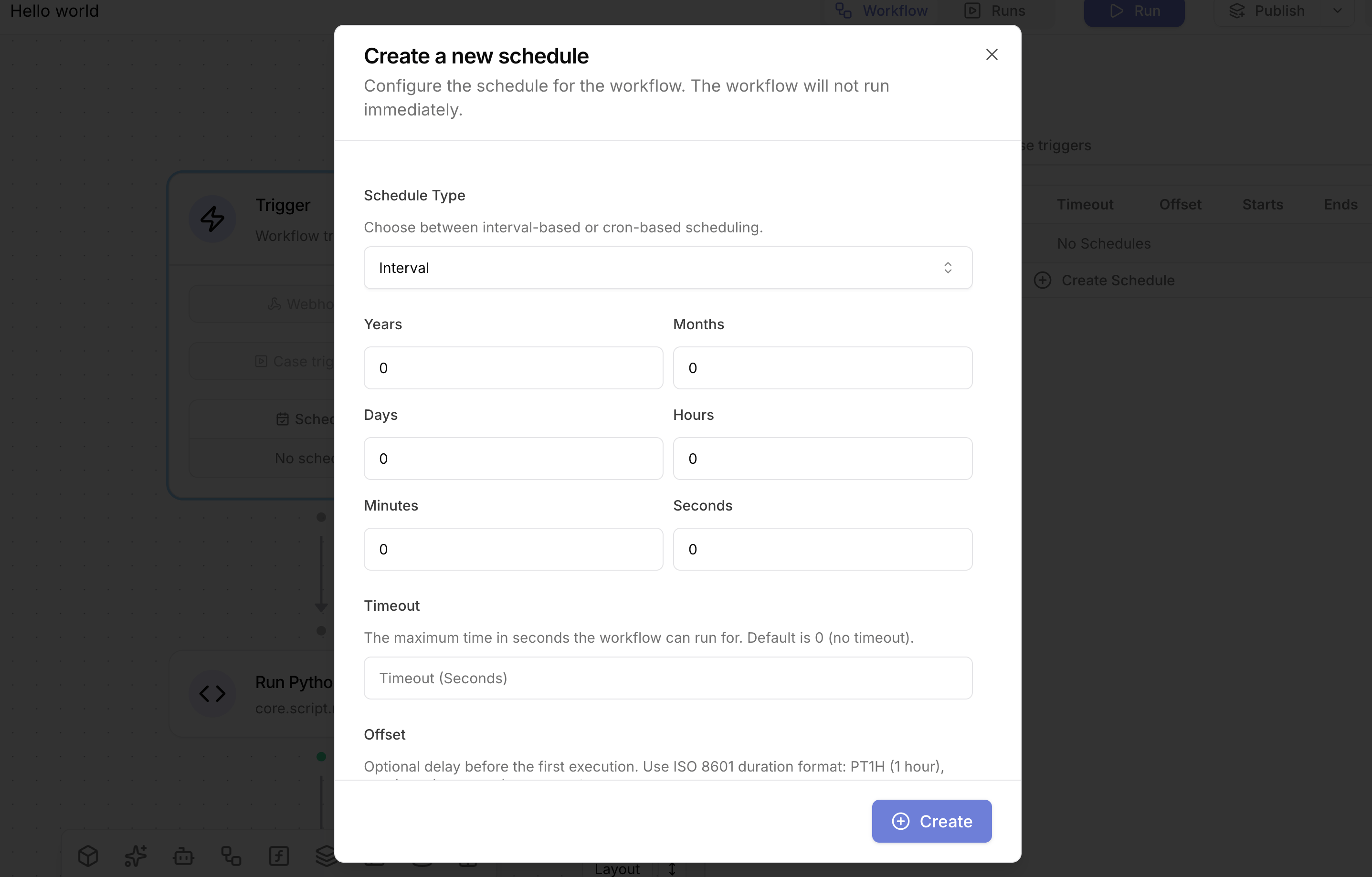 Schedule trigger