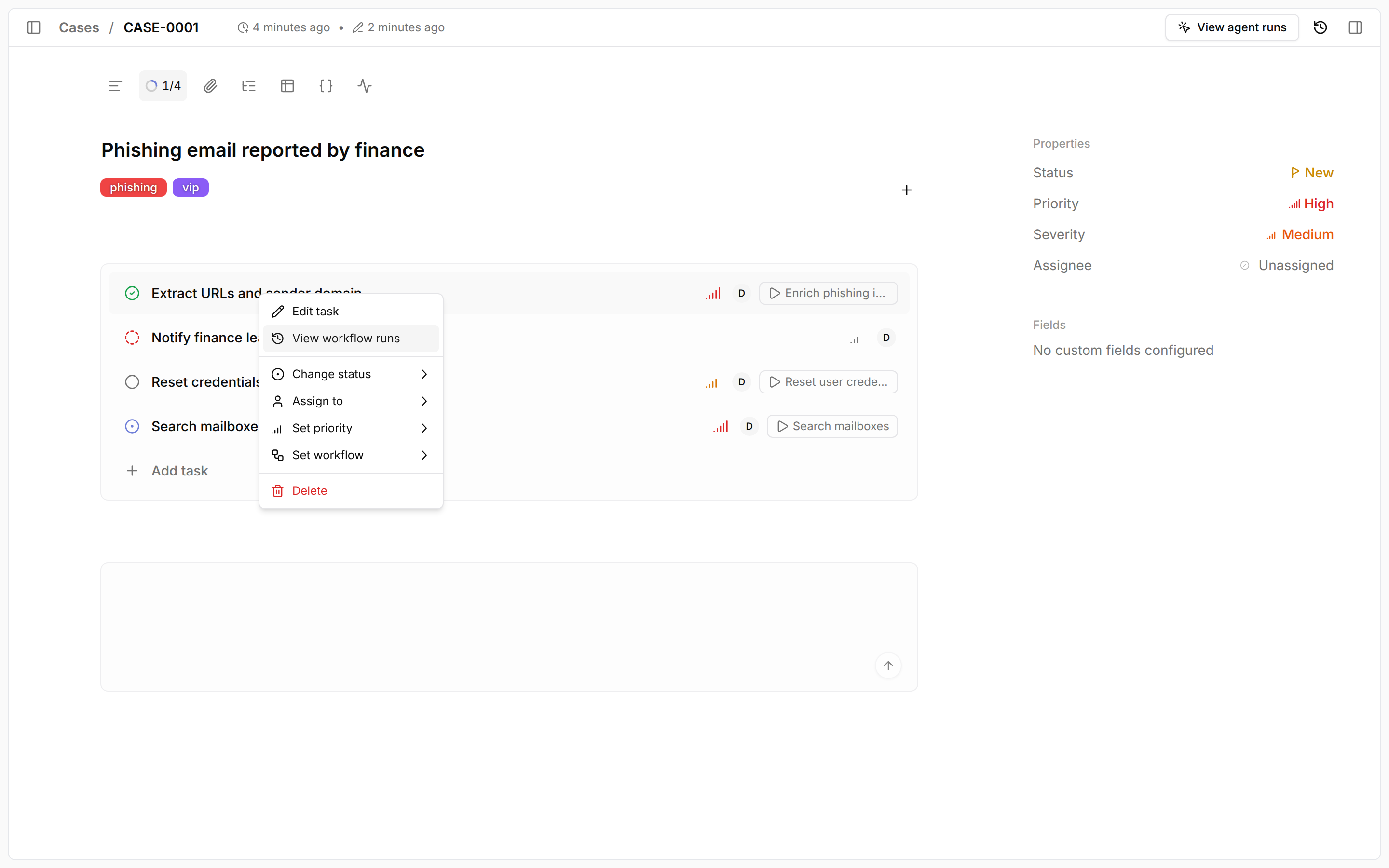 View workflow runs menu item
