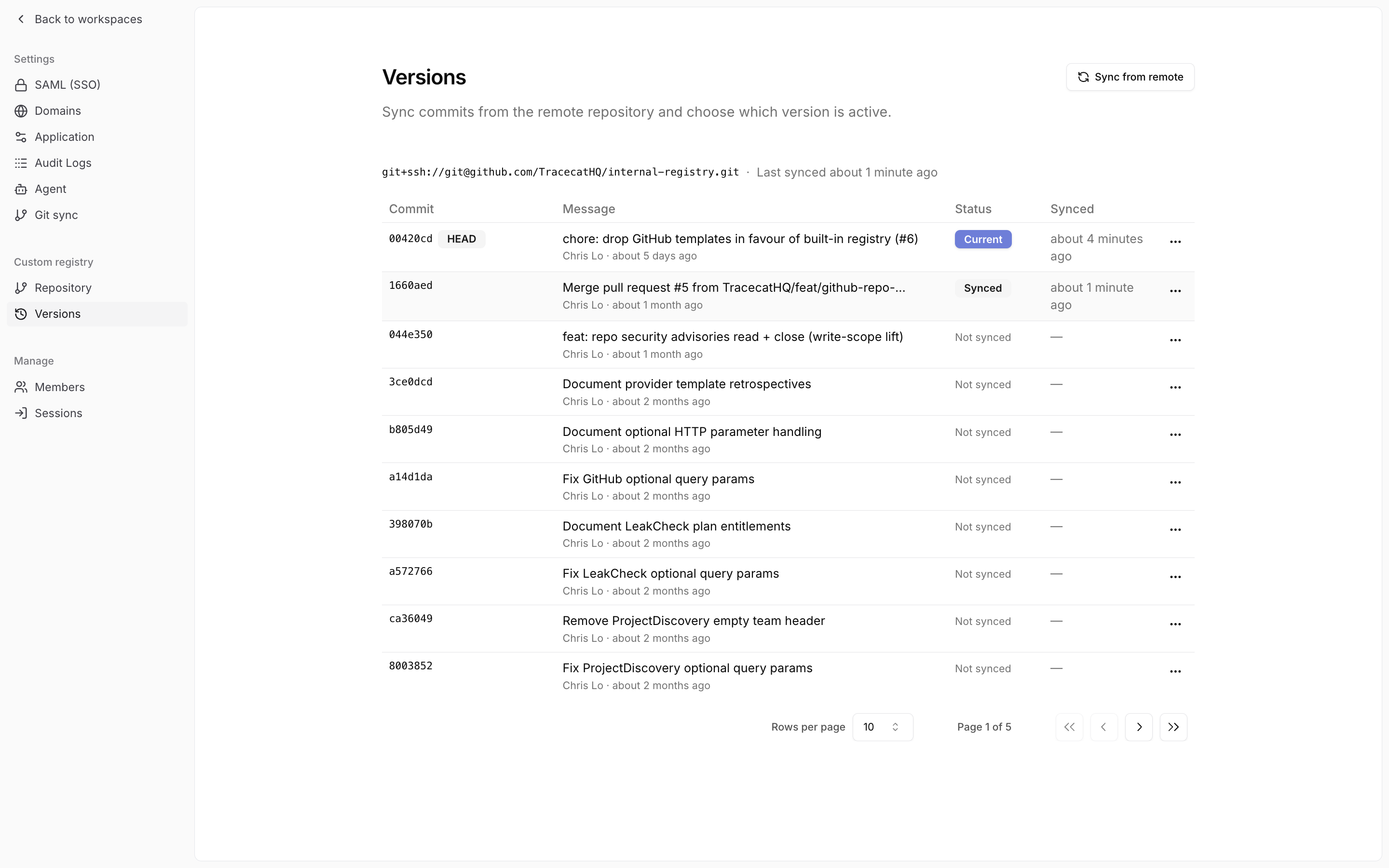 Sync from remote
