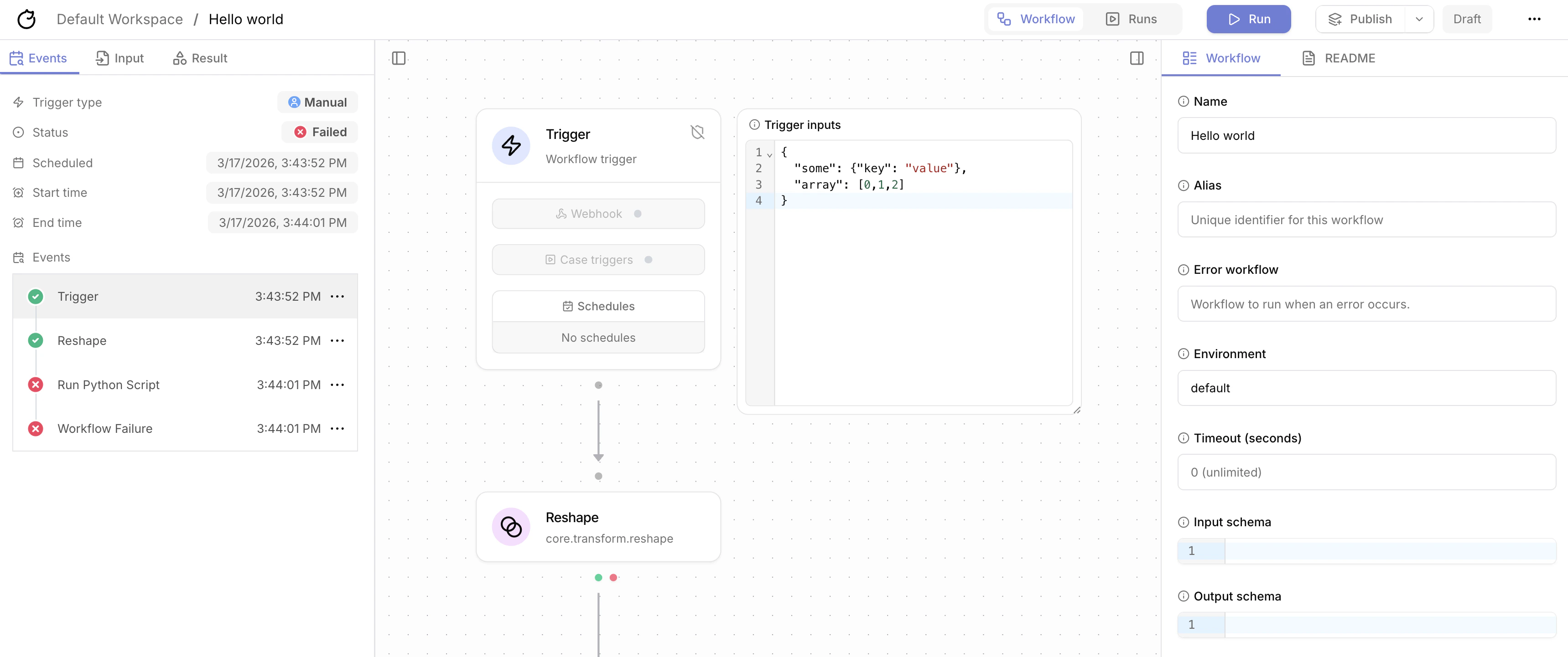 Run workflow manually