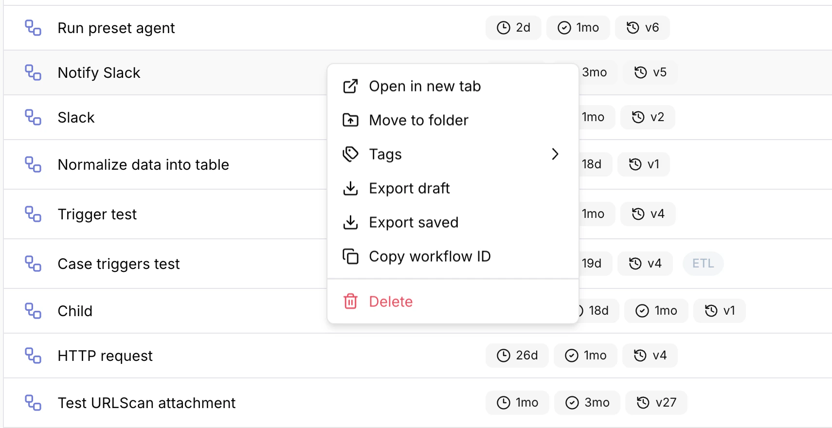 Workflow export / import