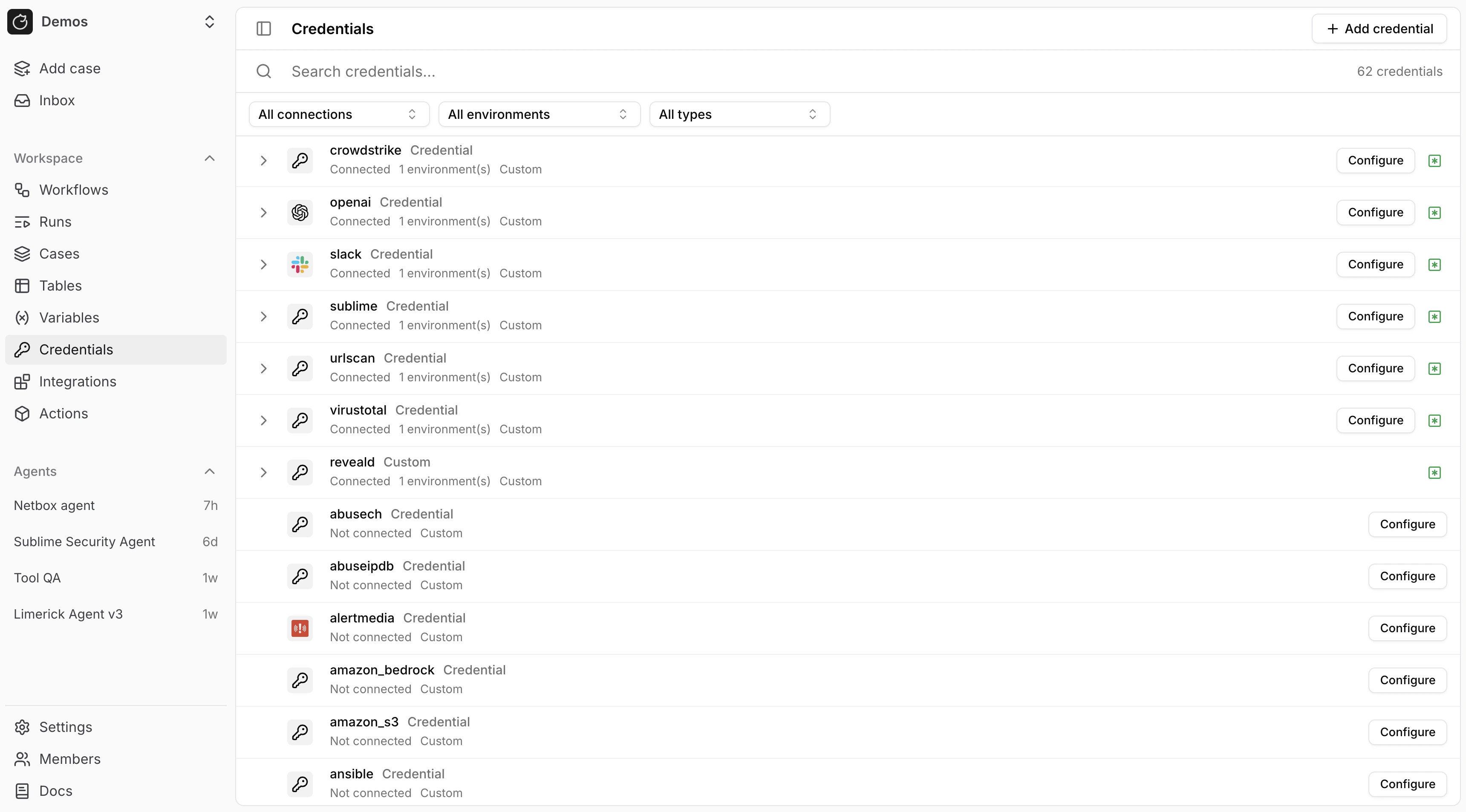 Pre-built credentials