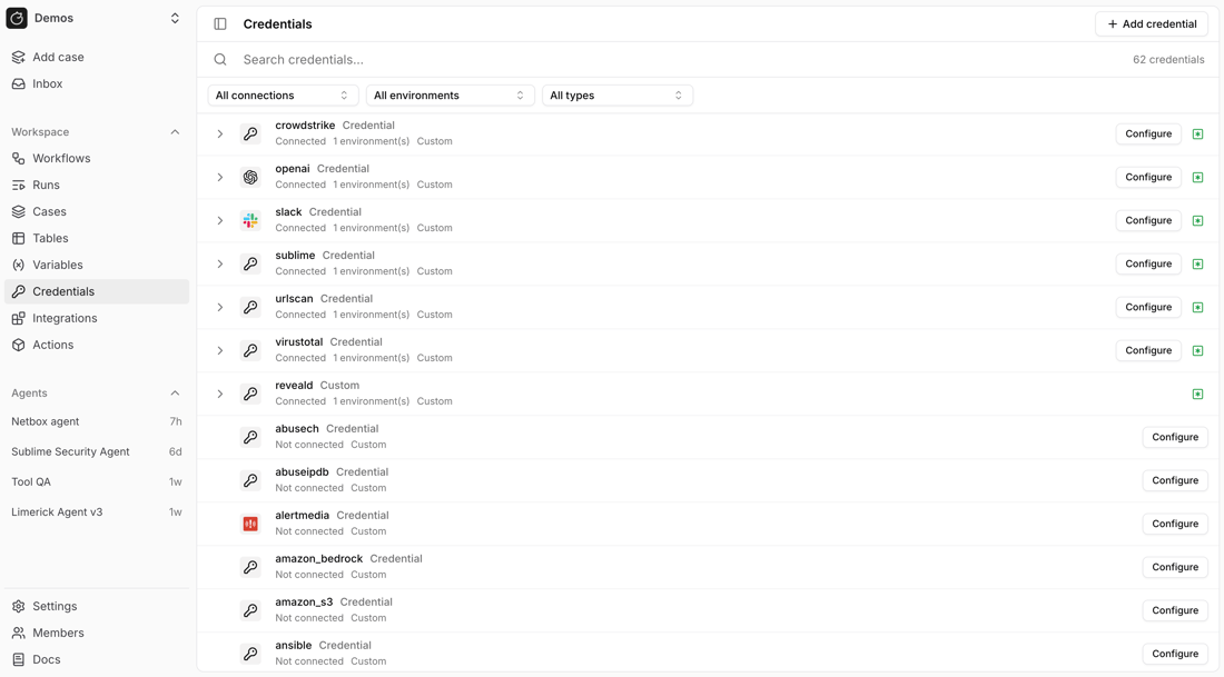 Prebuilt credentials - Tracecat Docs