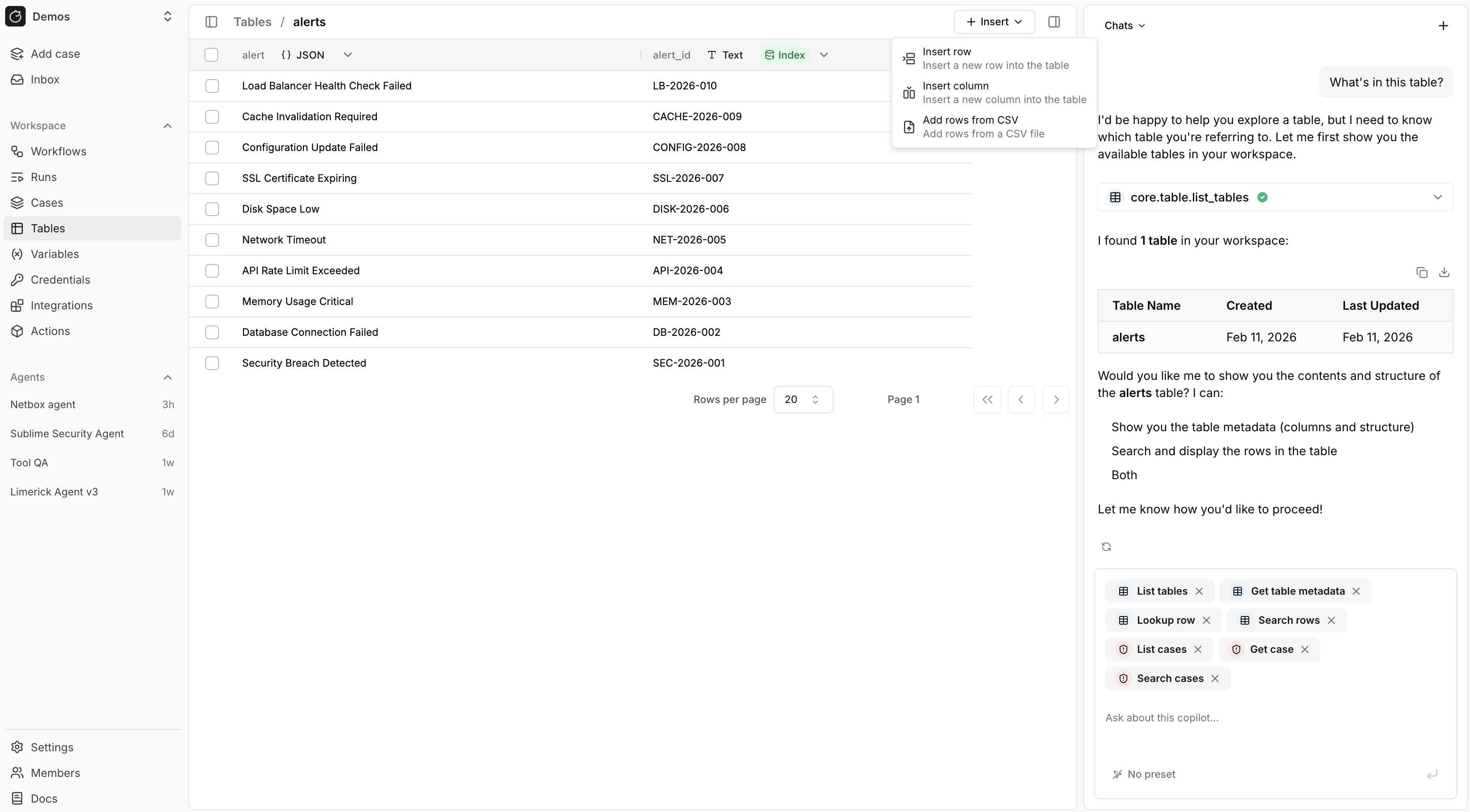 Tables - Tracecat Docs