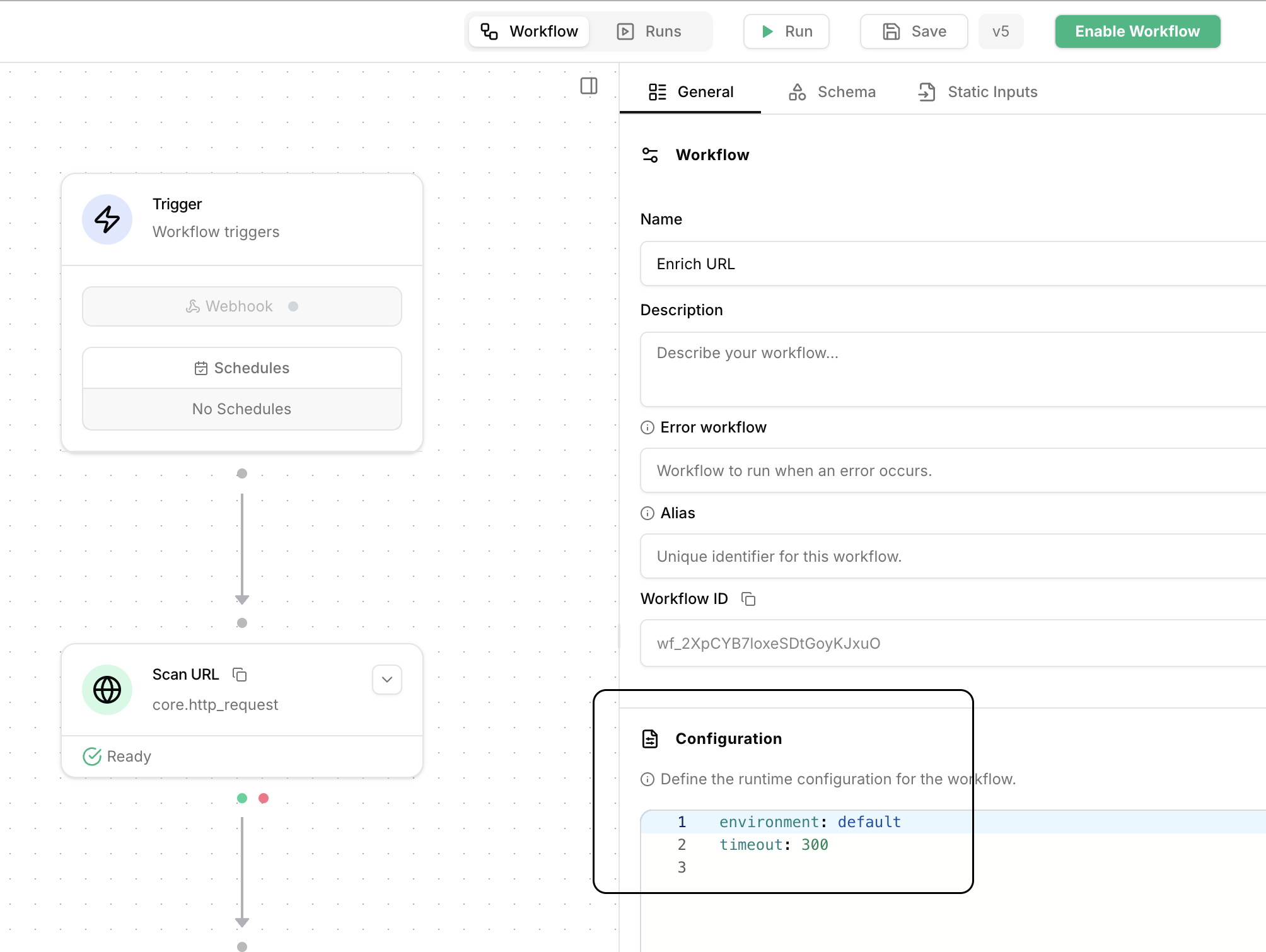 Specify workflow environment