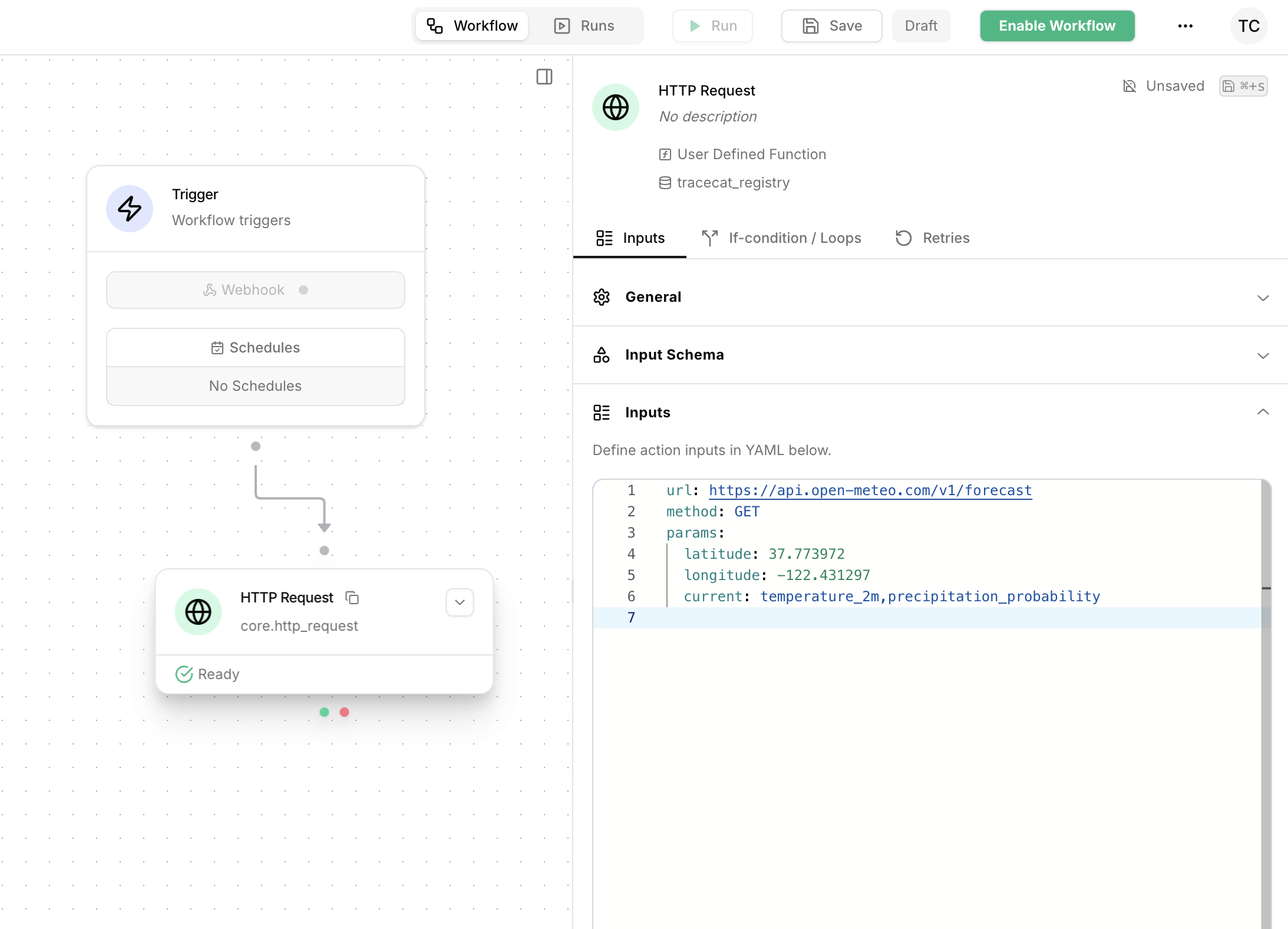 Fill in HTTP request inputs