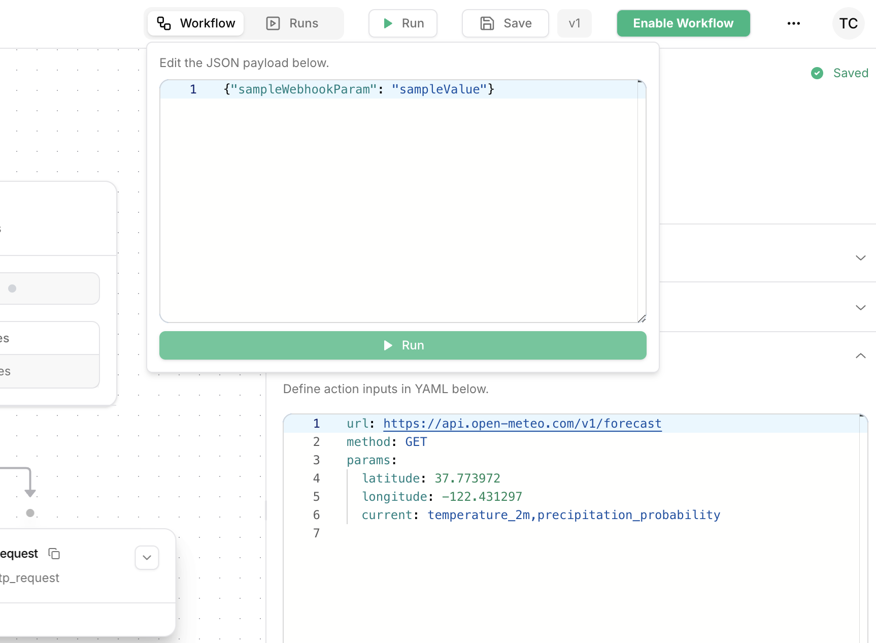 Run workflow