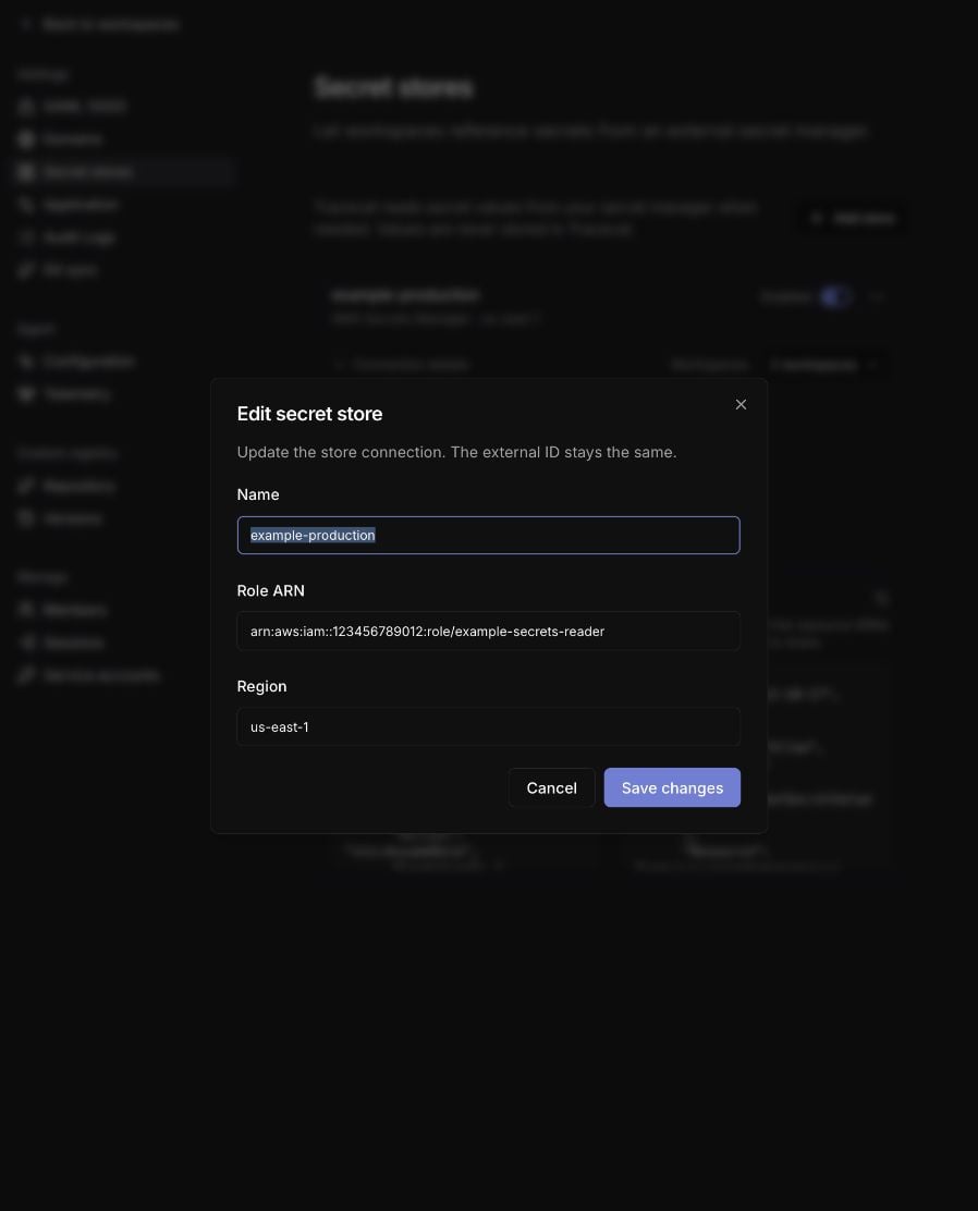 Edit the store connection