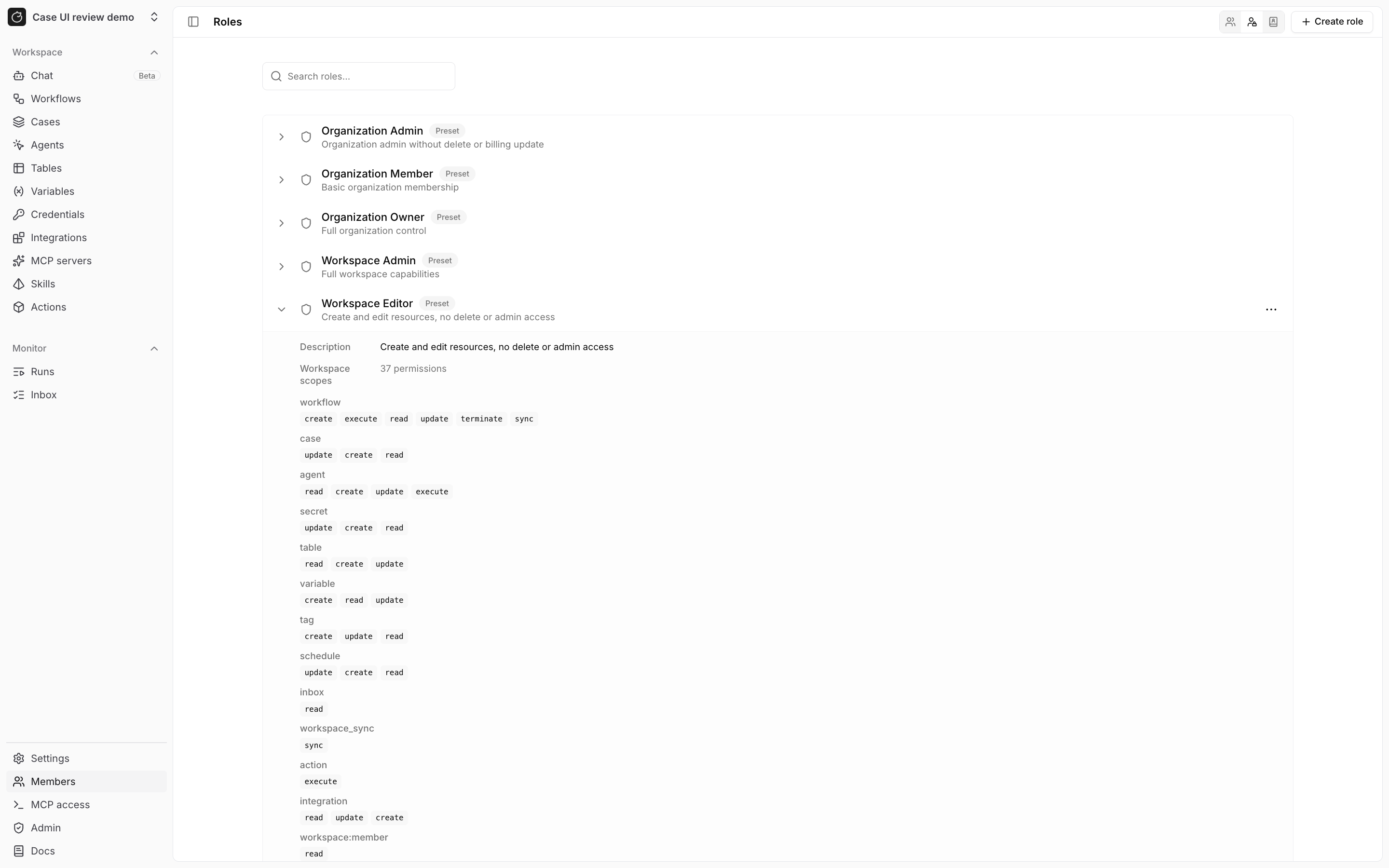 Workspace Editor scopes