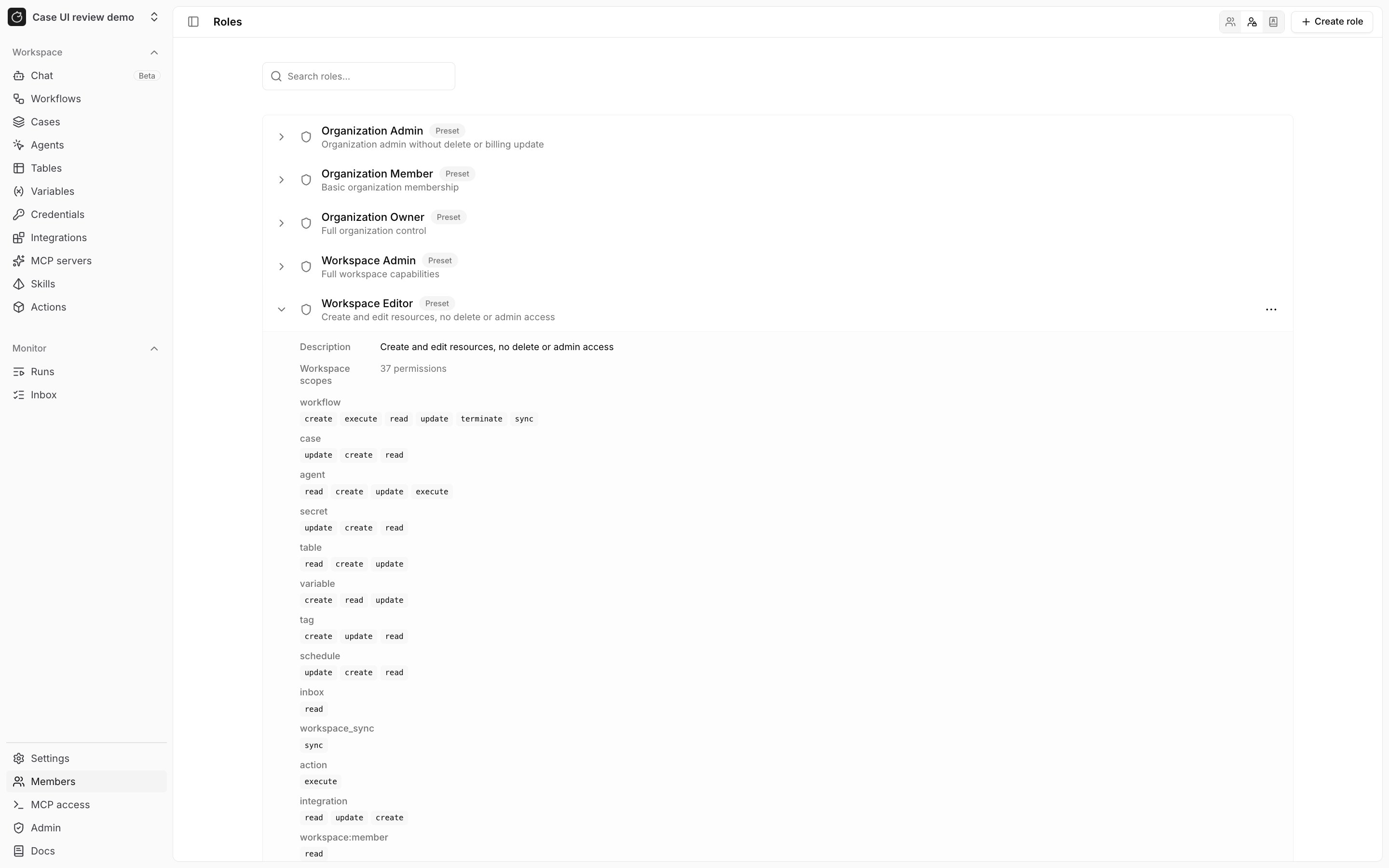 Workspace Editor scopes