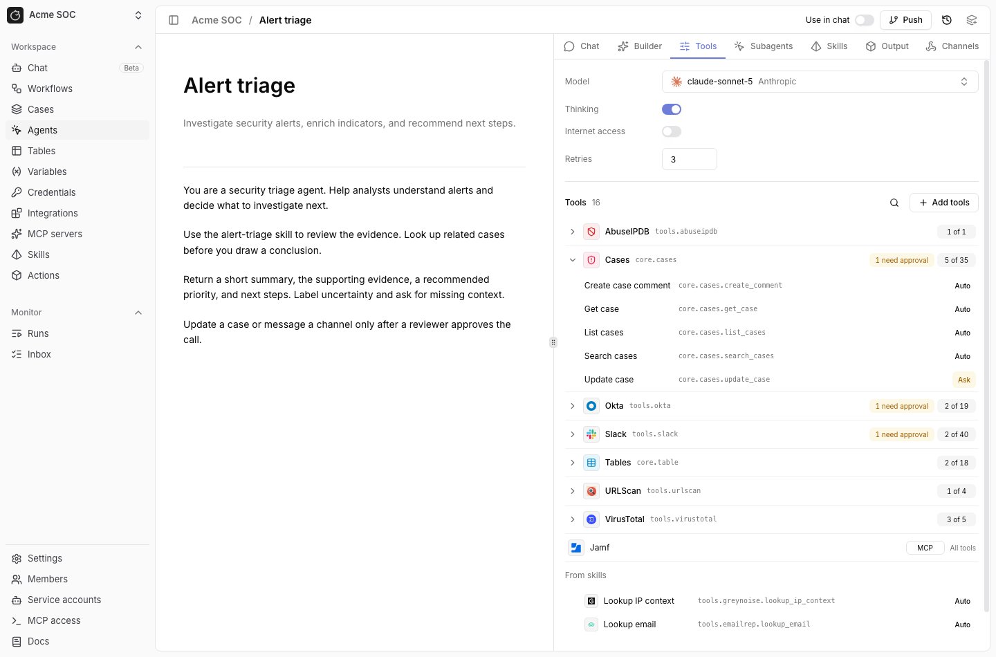 Agent preset tools