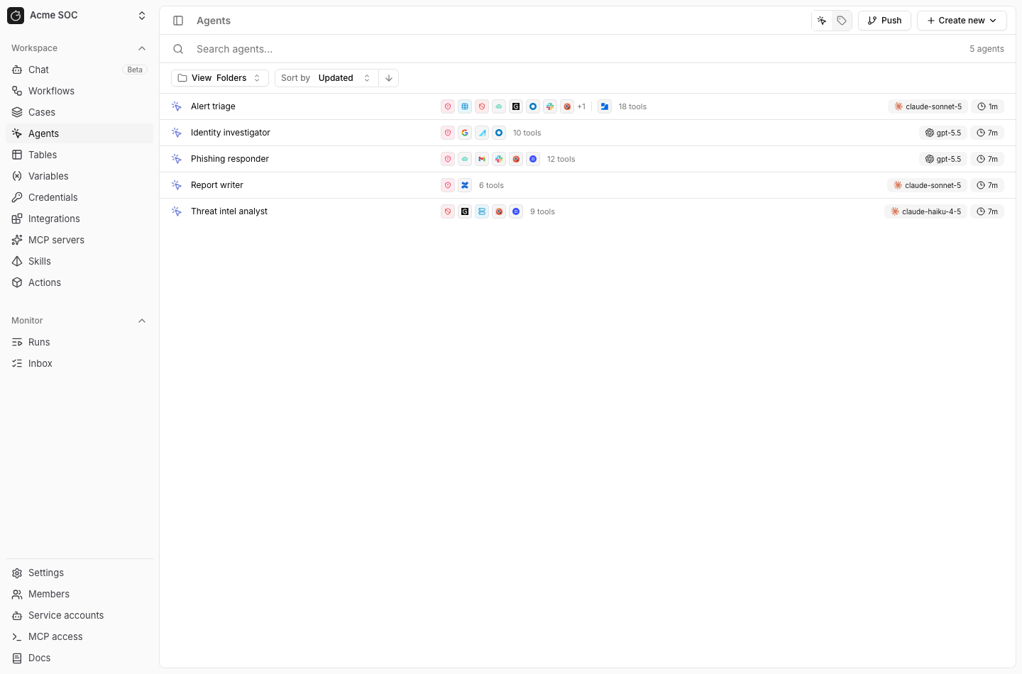 Agents page