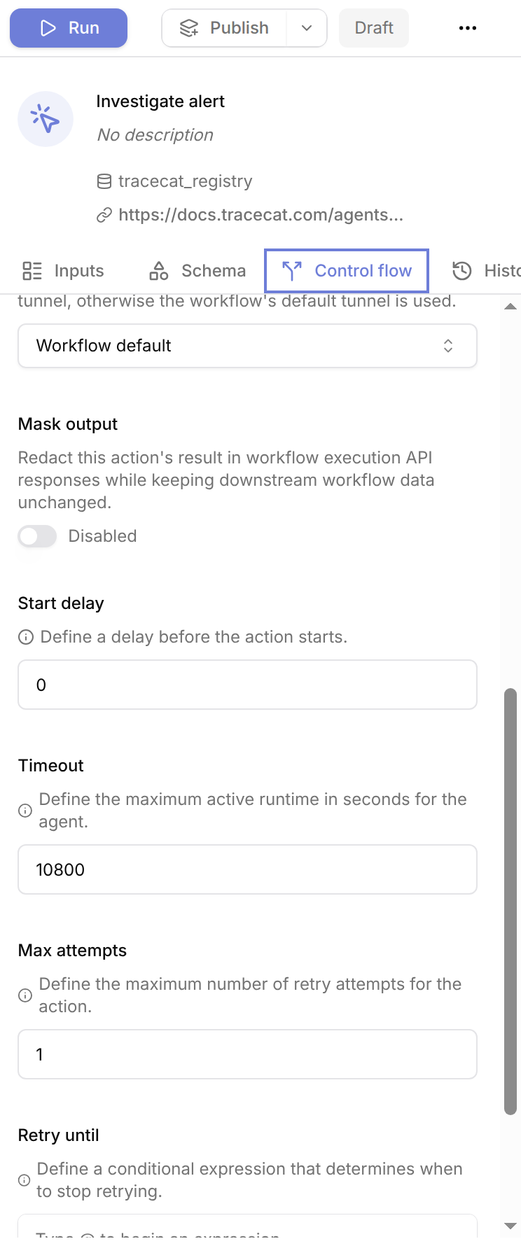 Agent action timeout