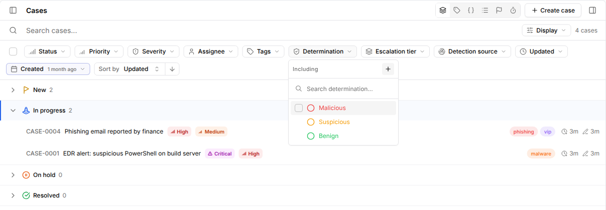 Dropdowns on a case list