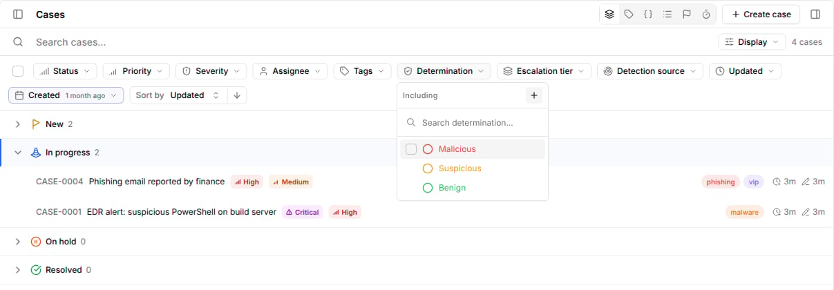 Dropdowns on a case list