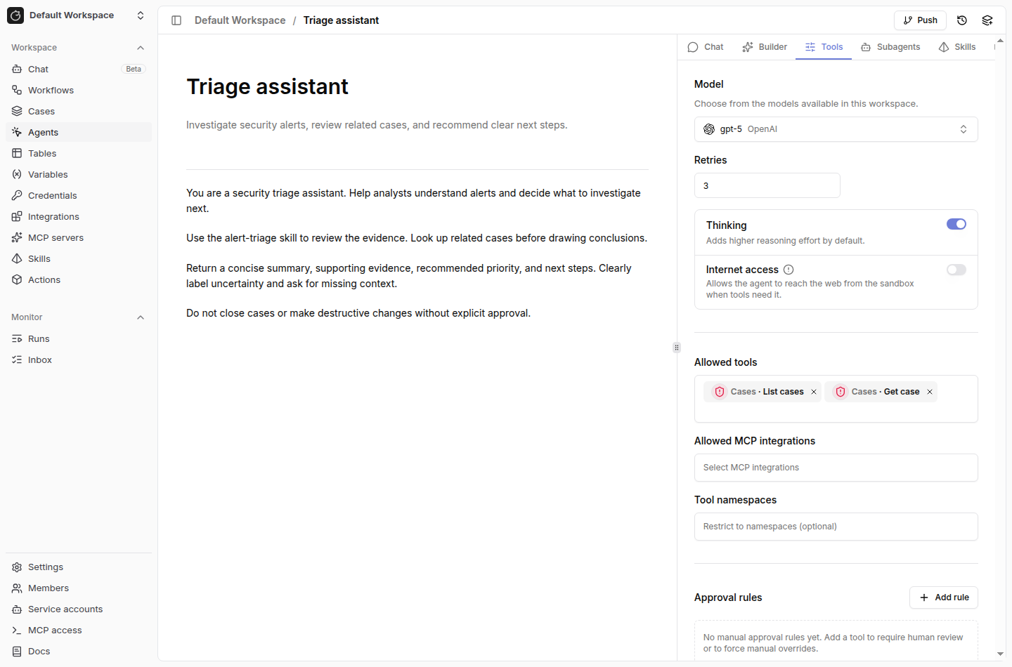 Agent preset tools
