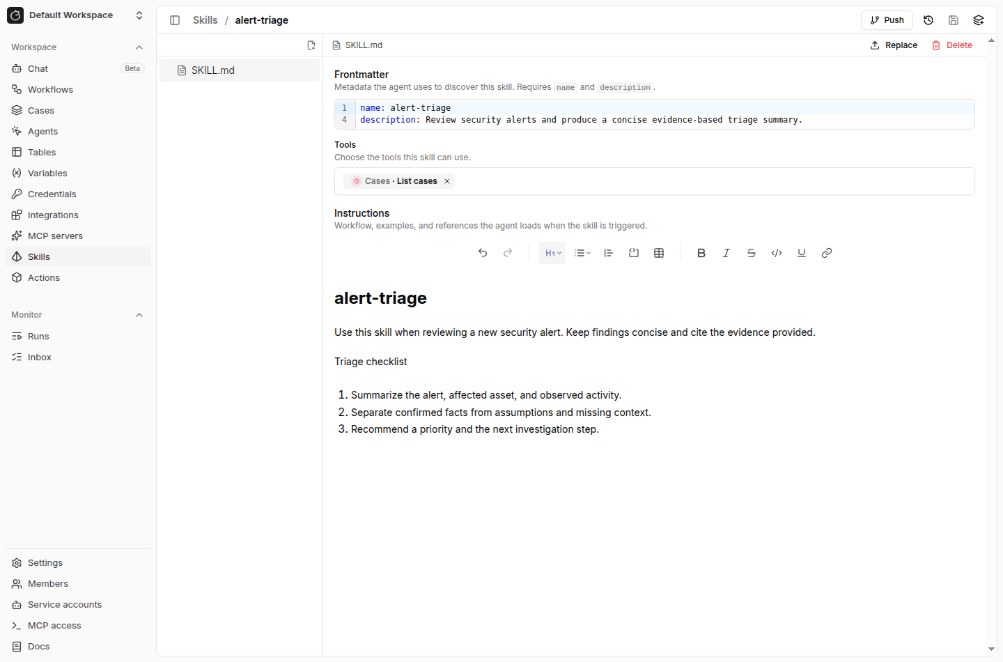 Skill editor