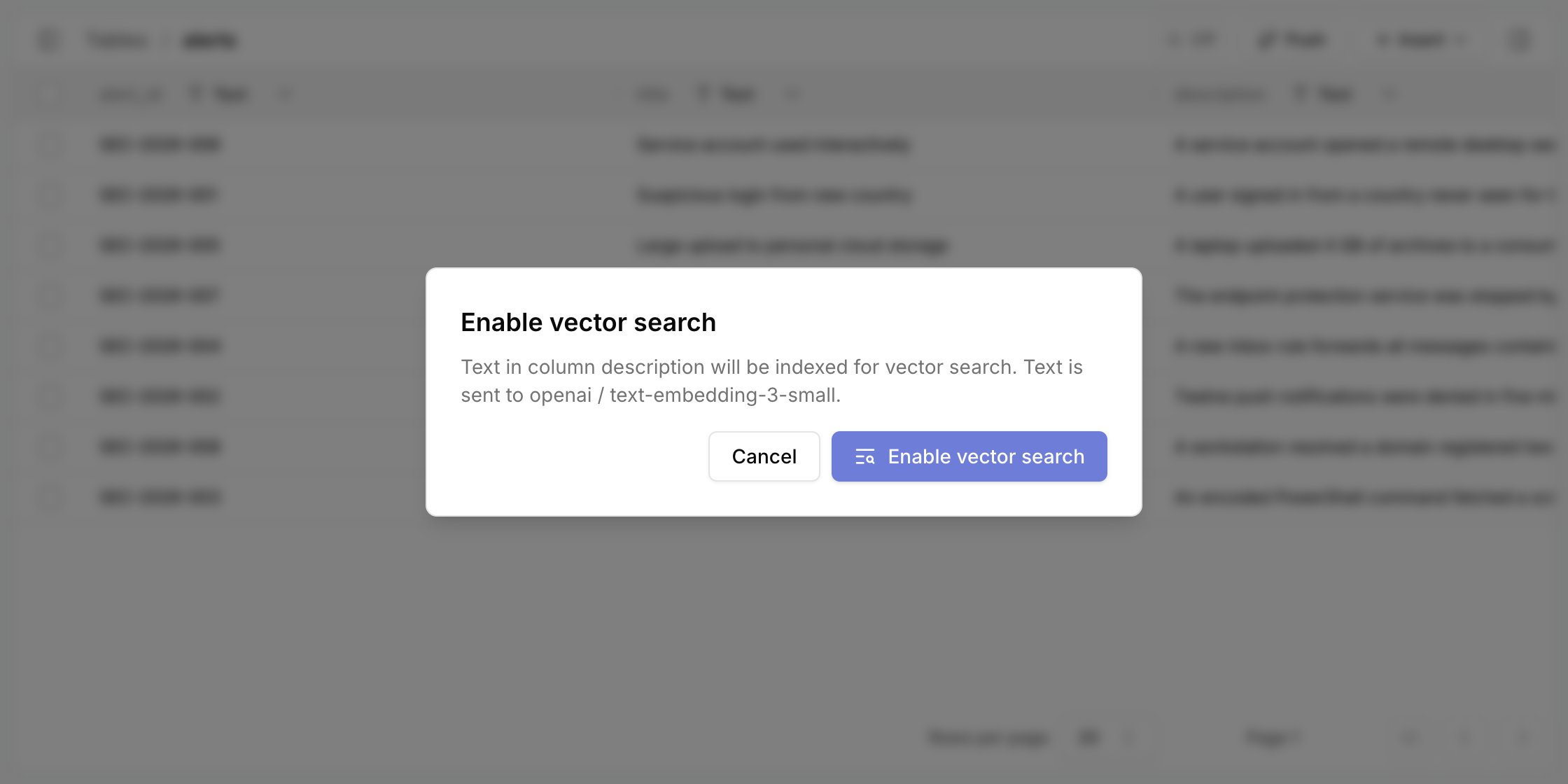Confirm vector search