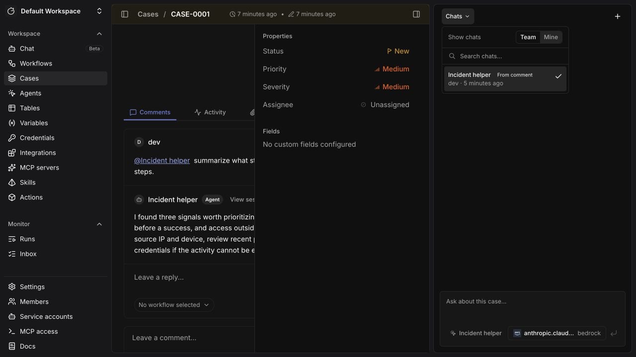 Comment agent session in case chat history