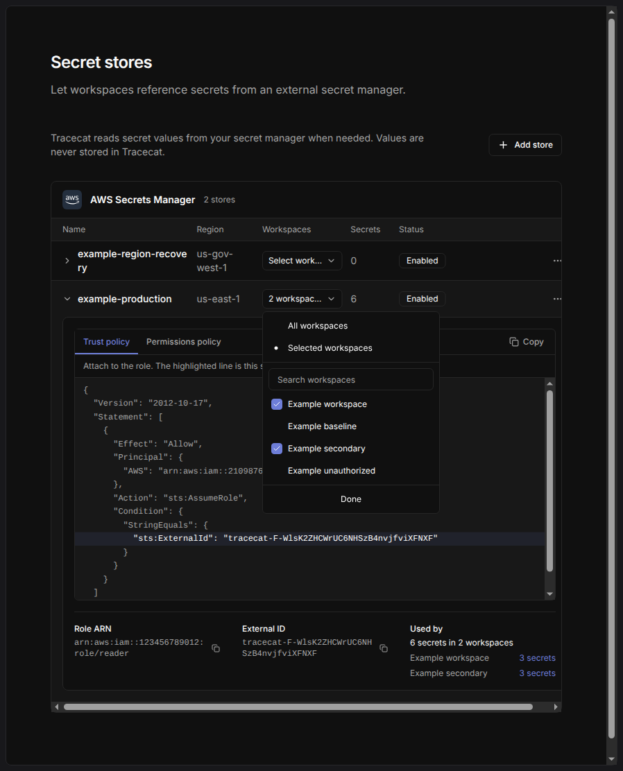 Authorize a workspace on the store