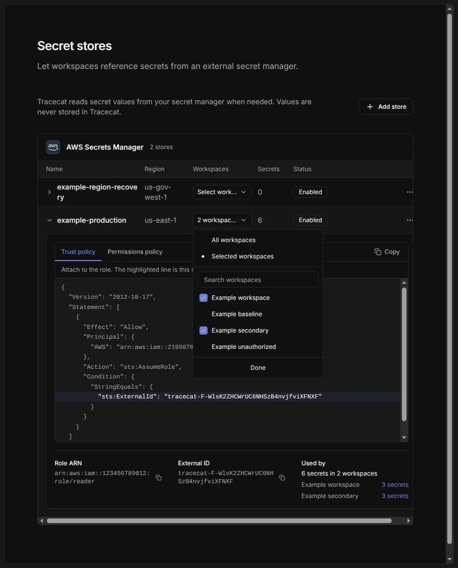 Authorize a workspace on the store