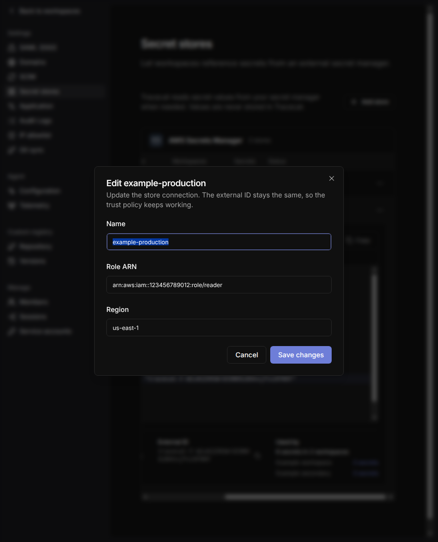 Edit the store connection