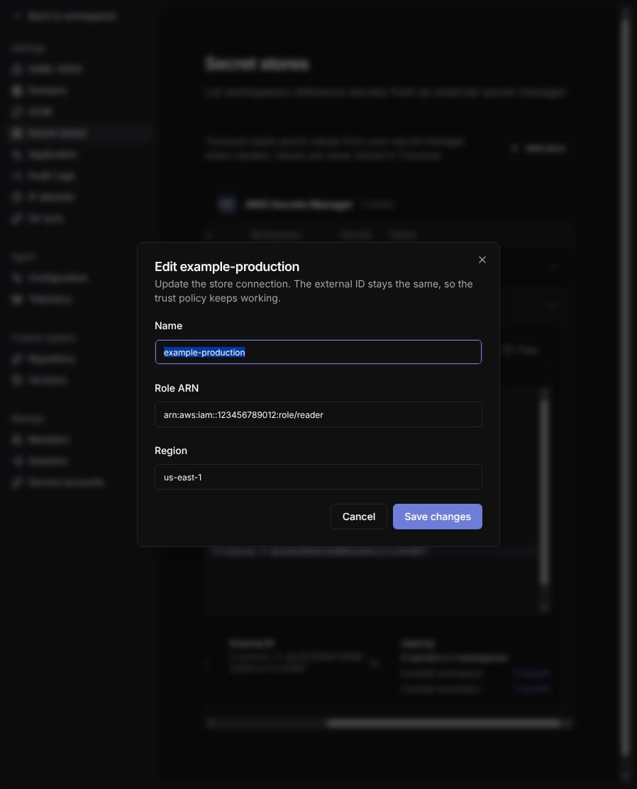 Edit the store connection
