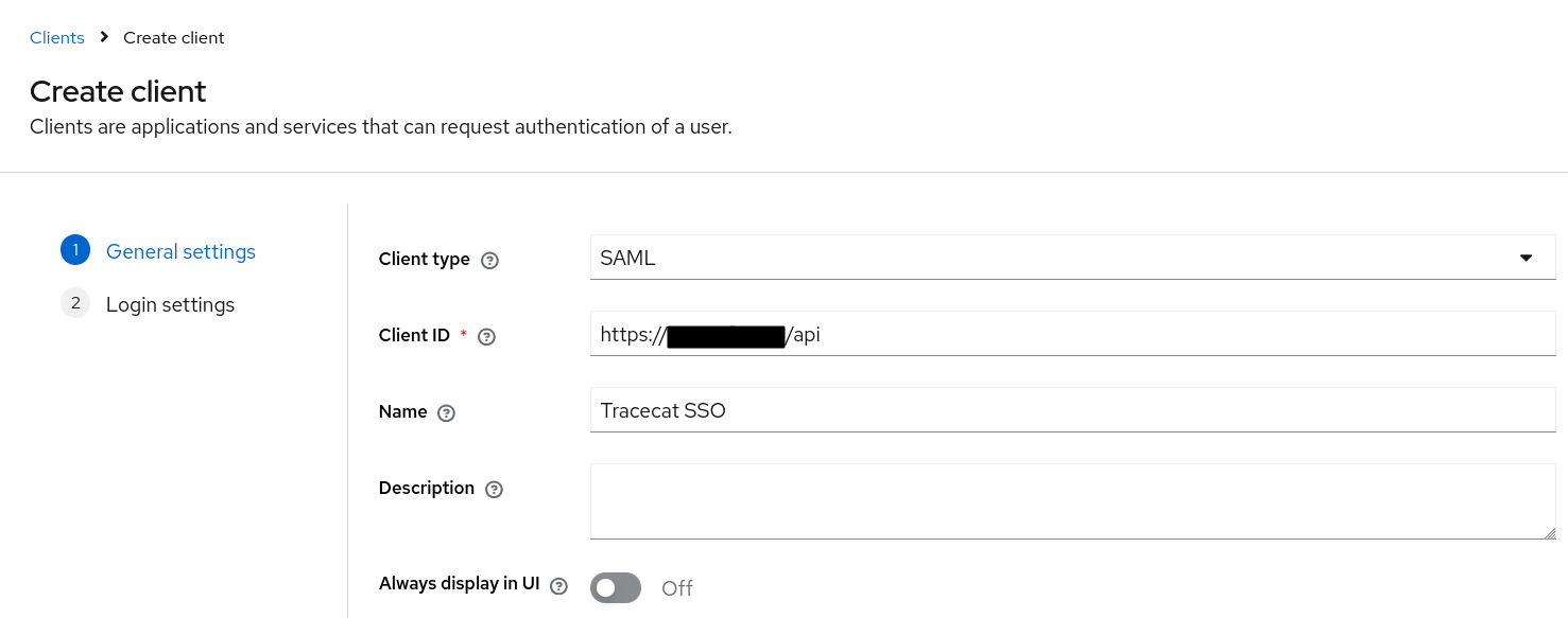 Keycloak Client General Settings