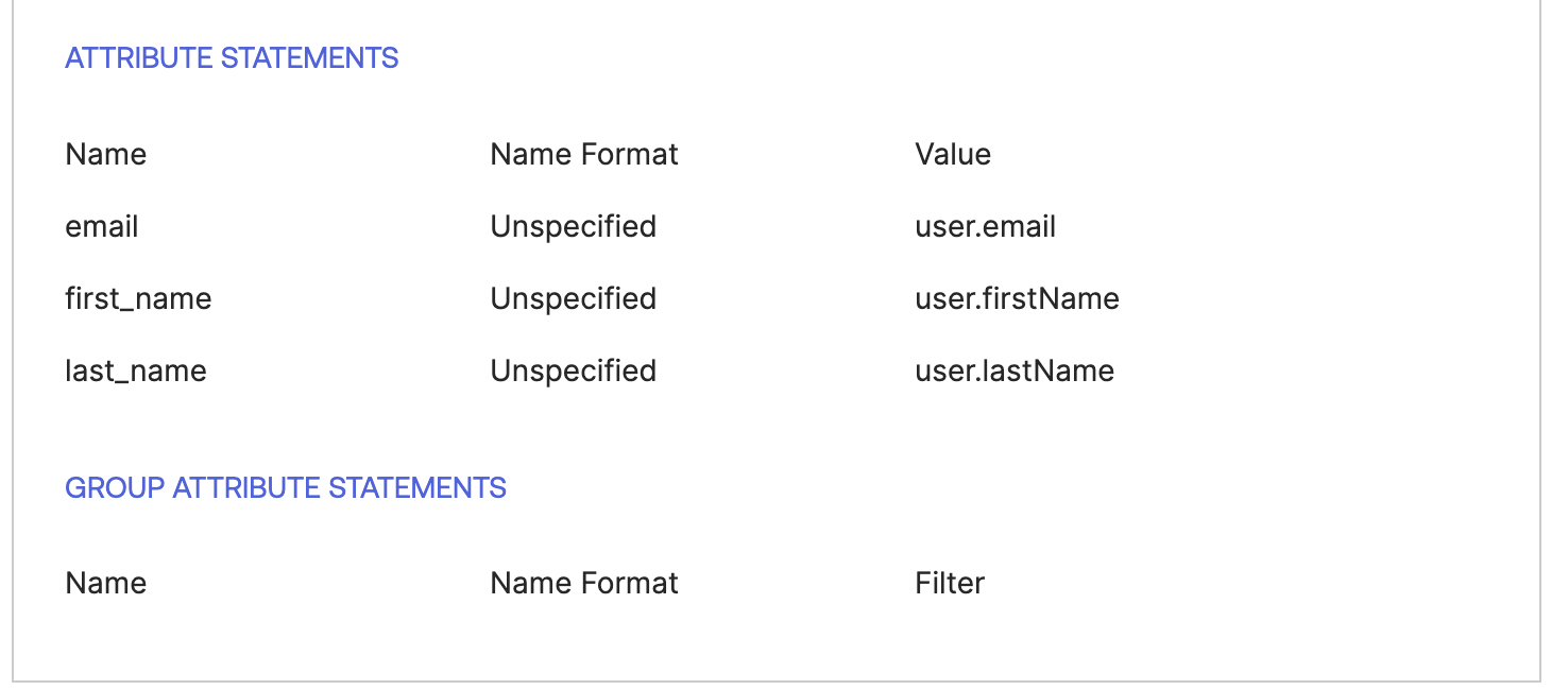 Okta attribute statements
