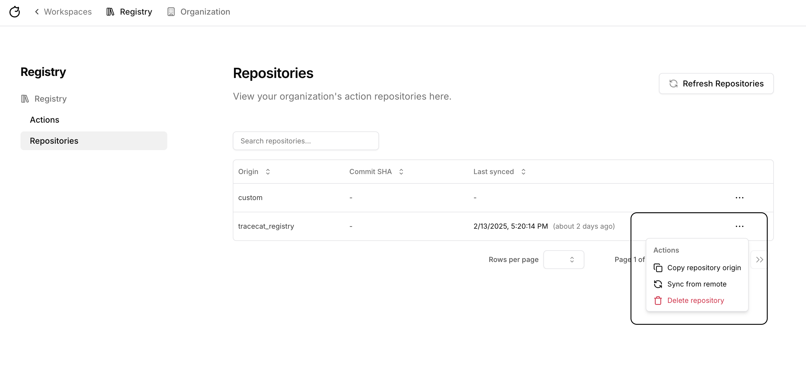Sync registry